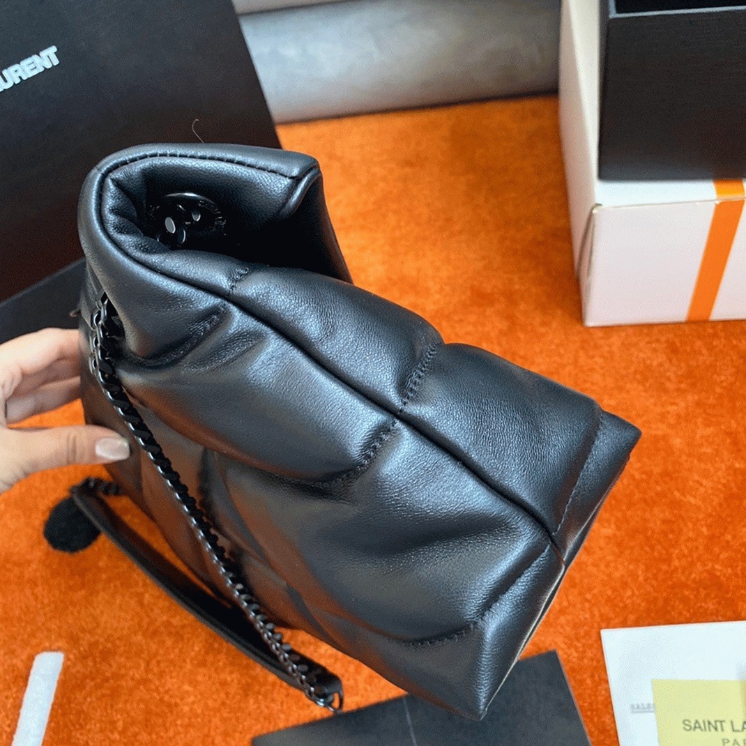 Replica Saint Laurent Puffer Small Chain All Black Bag Quilted Lambskin