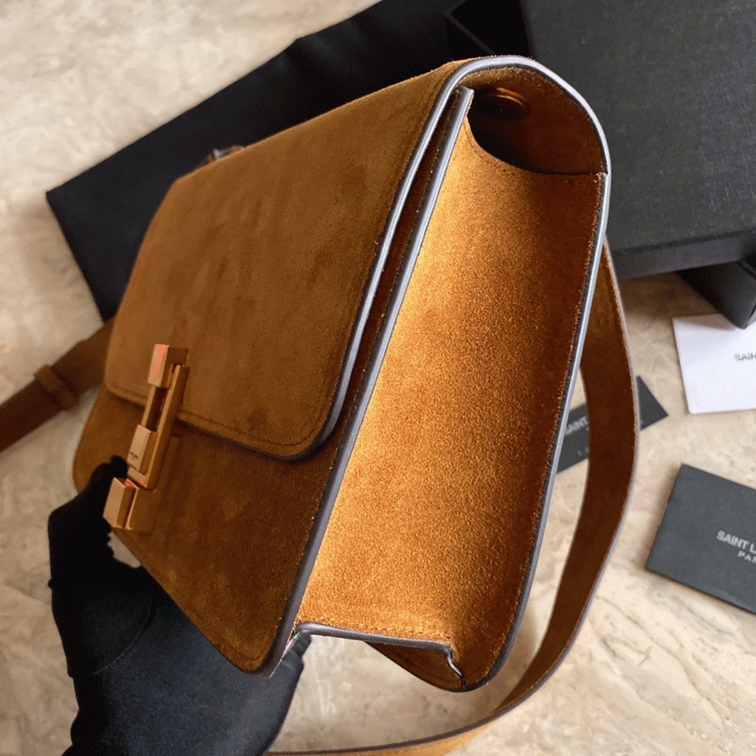 Fake Saint Laurent Le Carre Satchel Bag Brown