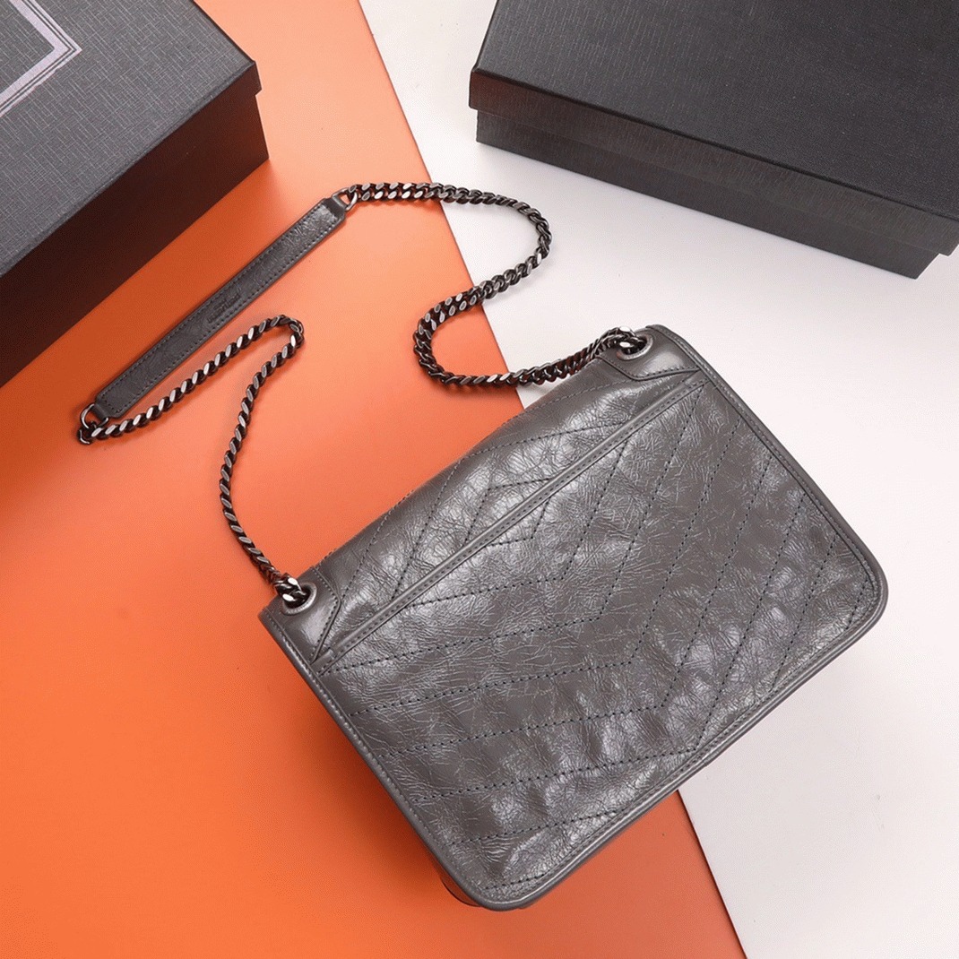 Replica Saint Laurent Niki Medium Chain Bag Dark Grey