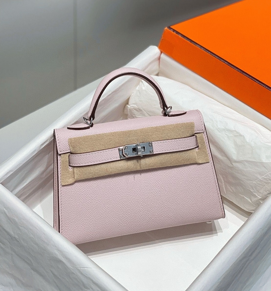 Hermes Kelly Mini II Bag Replica in Mauve Pale