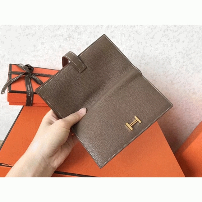 Taupe Clemence Fake Luxury Hermes Bearn Wallet