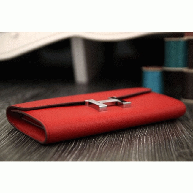 Red AAA fake Hermes Constance wallet