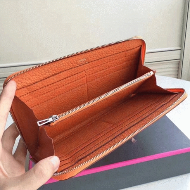 Orange 1:1 Replica Hermes Wallet Azap Zipped