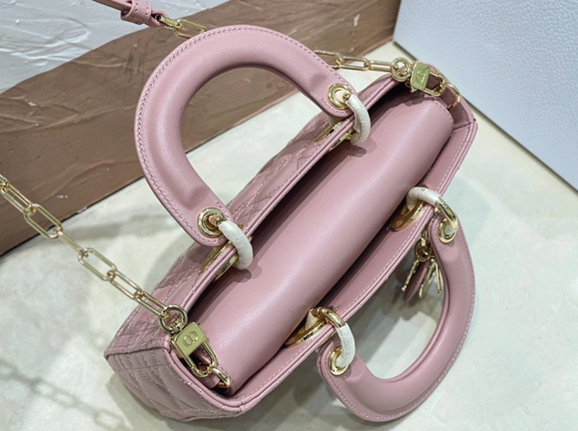 Dior Lady D-Joy Small Bag Fake in Peony Pink