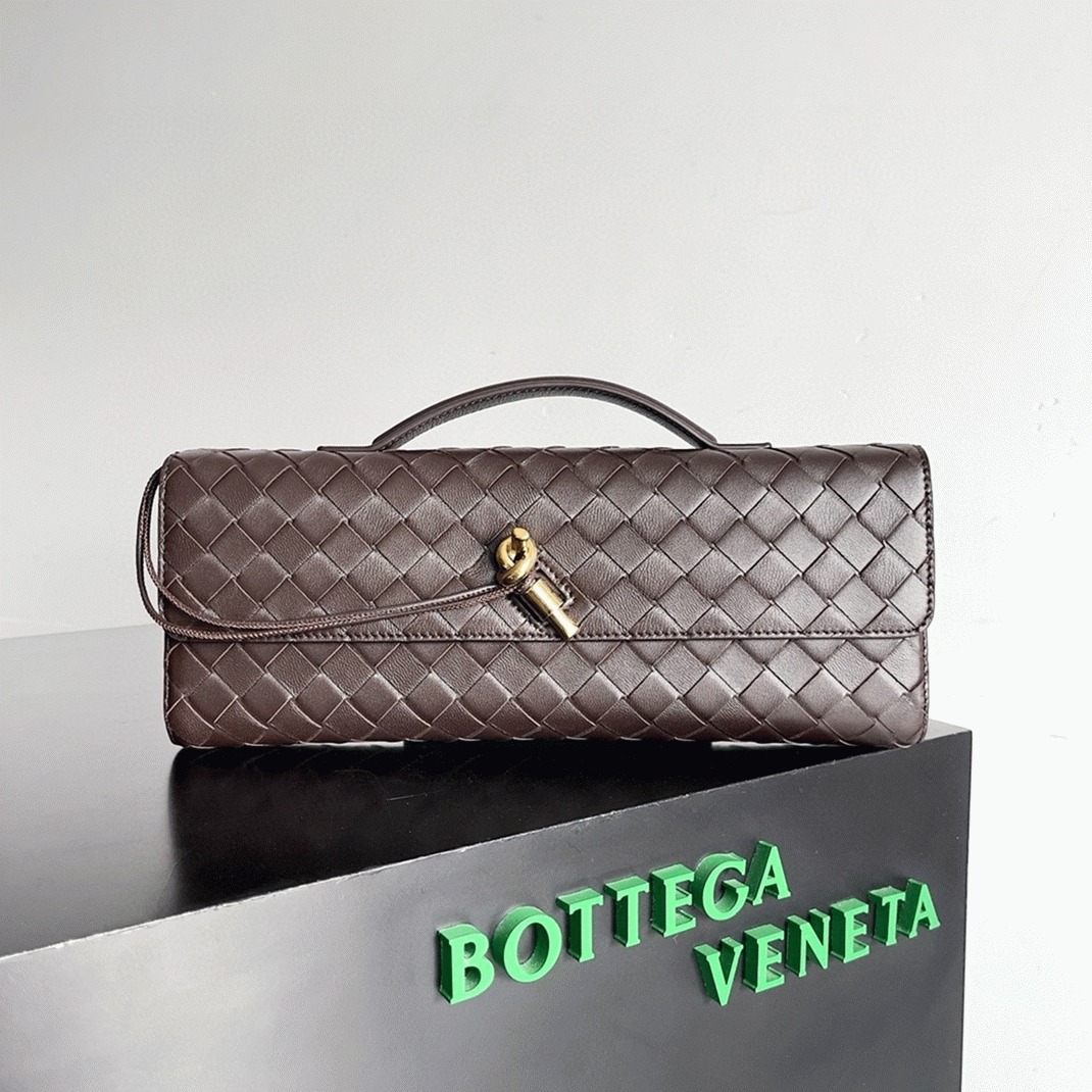 Replica Bottega Veneta Andiamo Clutch with Handle Fondant Intrecciato Lambskin