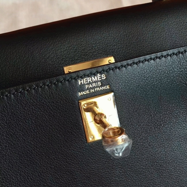 Black Swift Replica Hermes Kelly 25cm Retourne Soft Bag