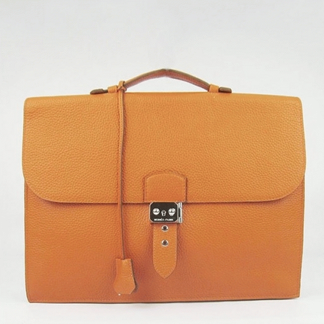 Orange Knockoff Hermes Sac A Depeches 38CM Professional Bag
