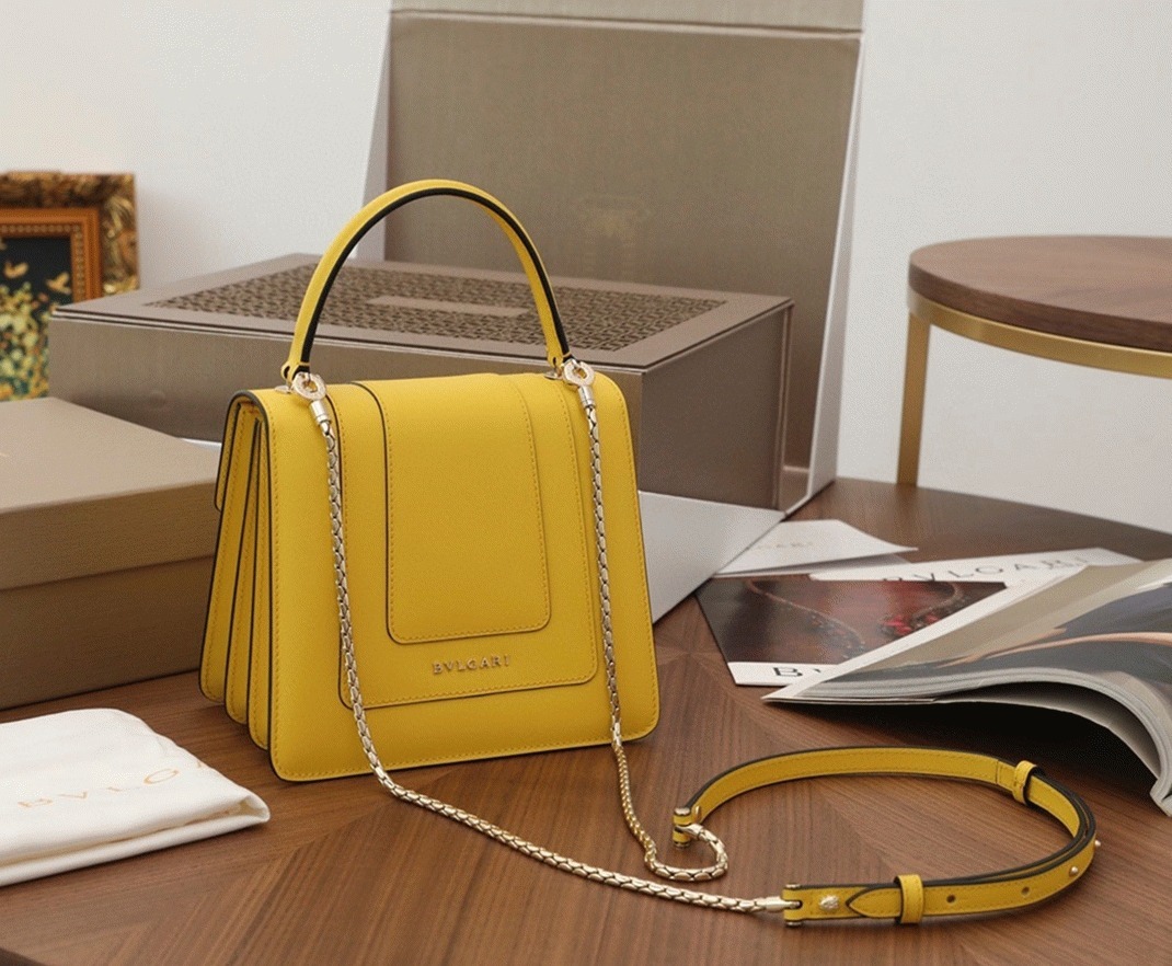 Fake Bvlgari Serpenti Forever Small Bag Yellow Calfskin