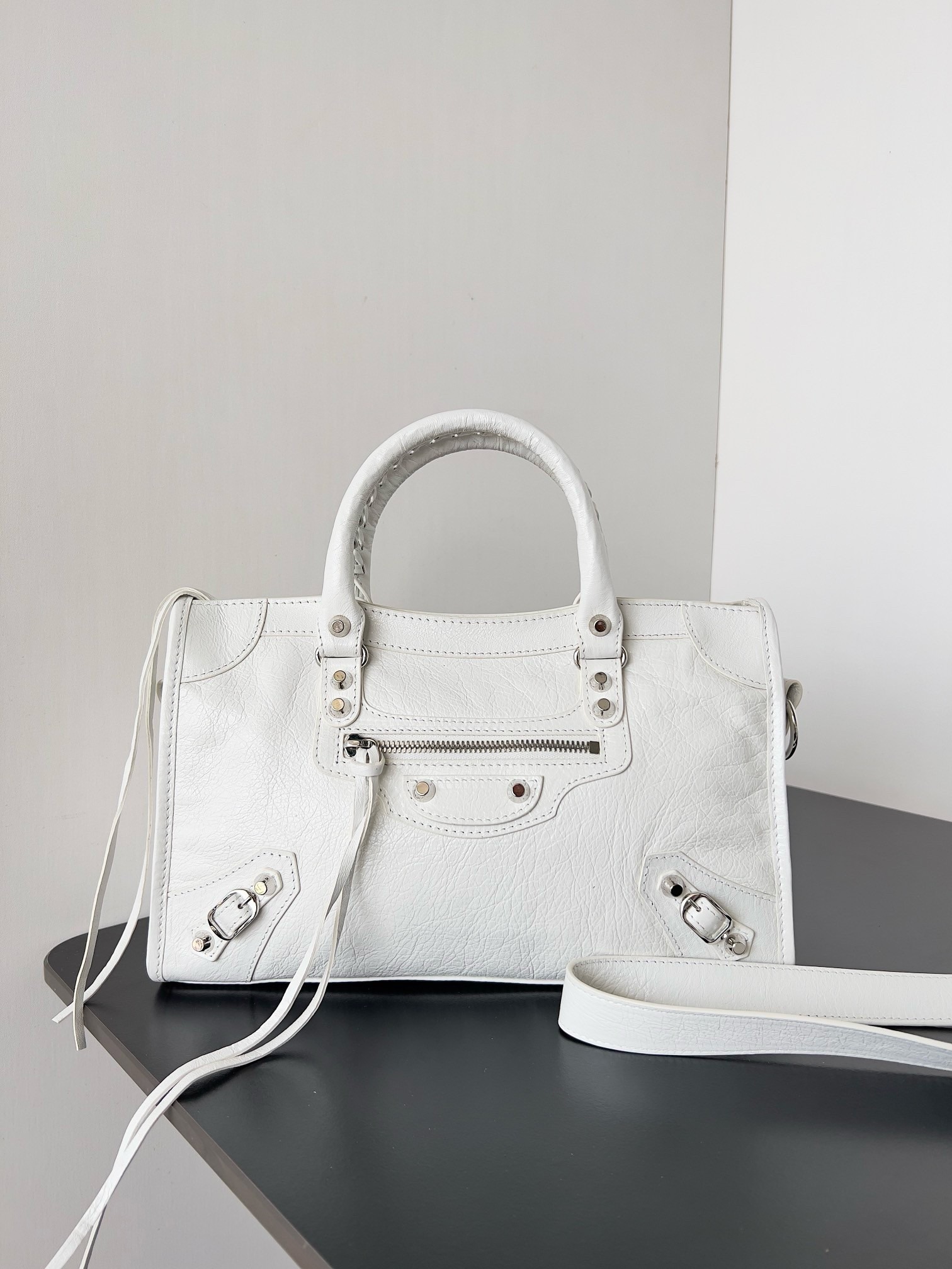 Knockoff Balenciaga Le City Small Bag White Arena Lambskin