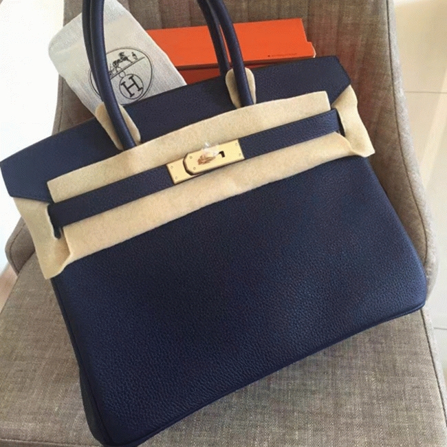 Sapphire Color Imitation Hermes Birkin 35CM Purse