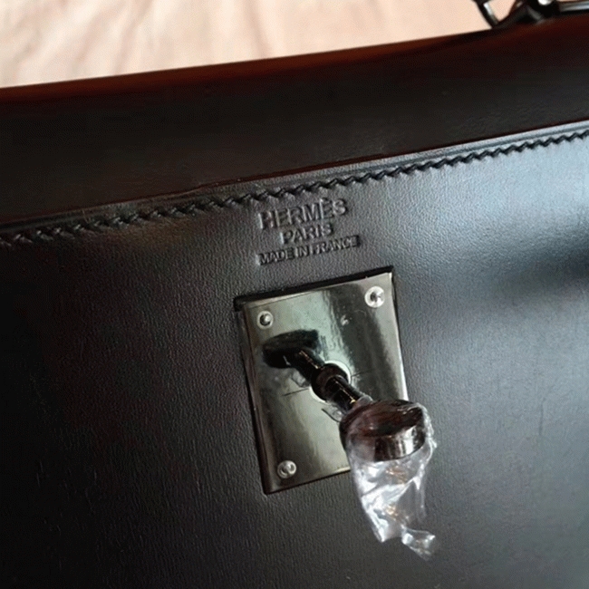 So Black Imitation Hermes Kelly Retourne 32cm French Style Bag