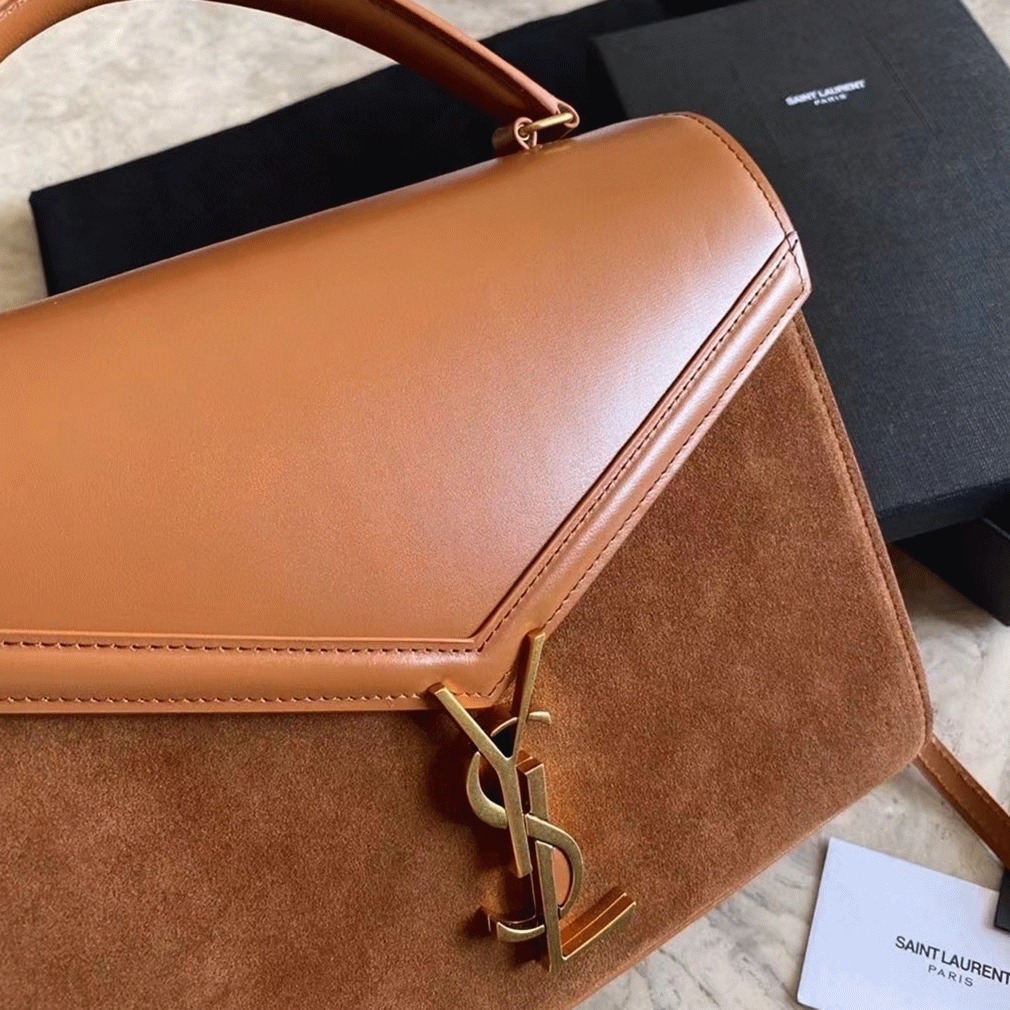 Fake Saint Laurent Cassandra Medium Bag Brown Suede