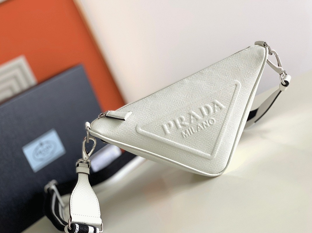 Prada Triangle Shoulder Bag Fake in White