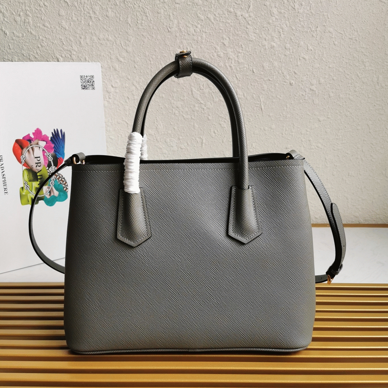 Grey Prada Double Medium Tote Bag Replica