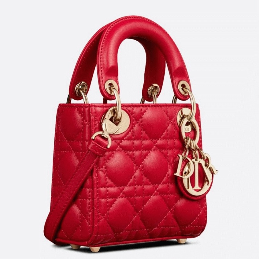 Dior Lady Dior Micro Bag Replica in Red Cannage Lambskin