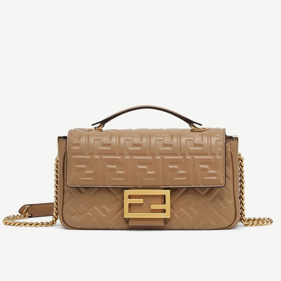 Top Quality Fendi Baguette Chain Midi Bag In Taupe