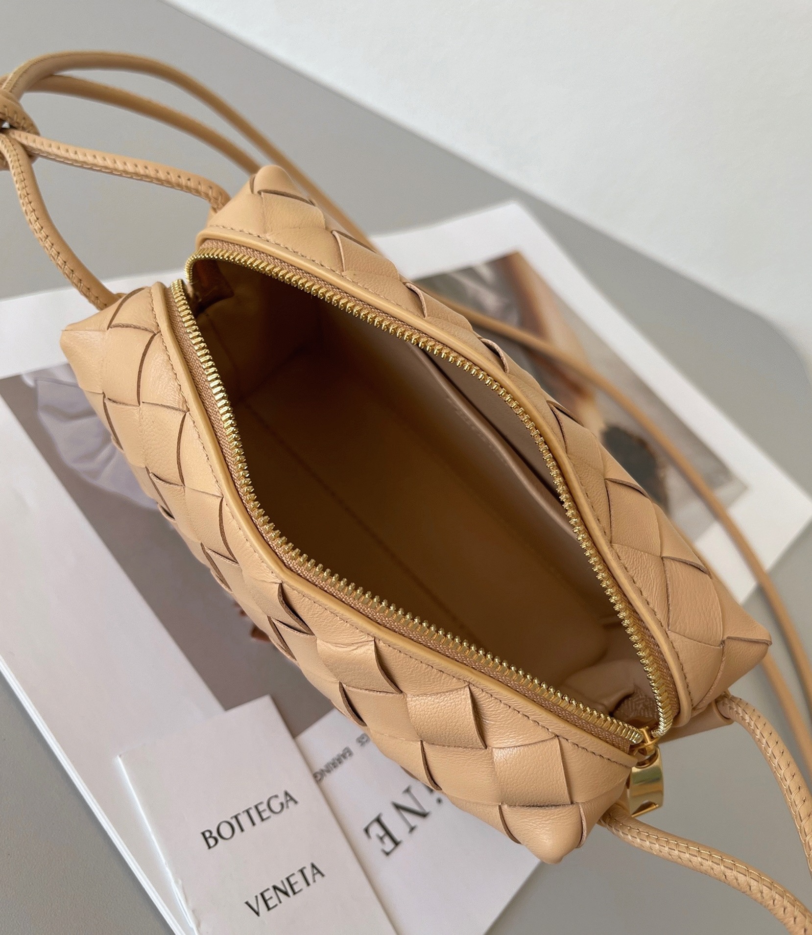 Fake Bottega Veneta Loop Mini Bag Almond