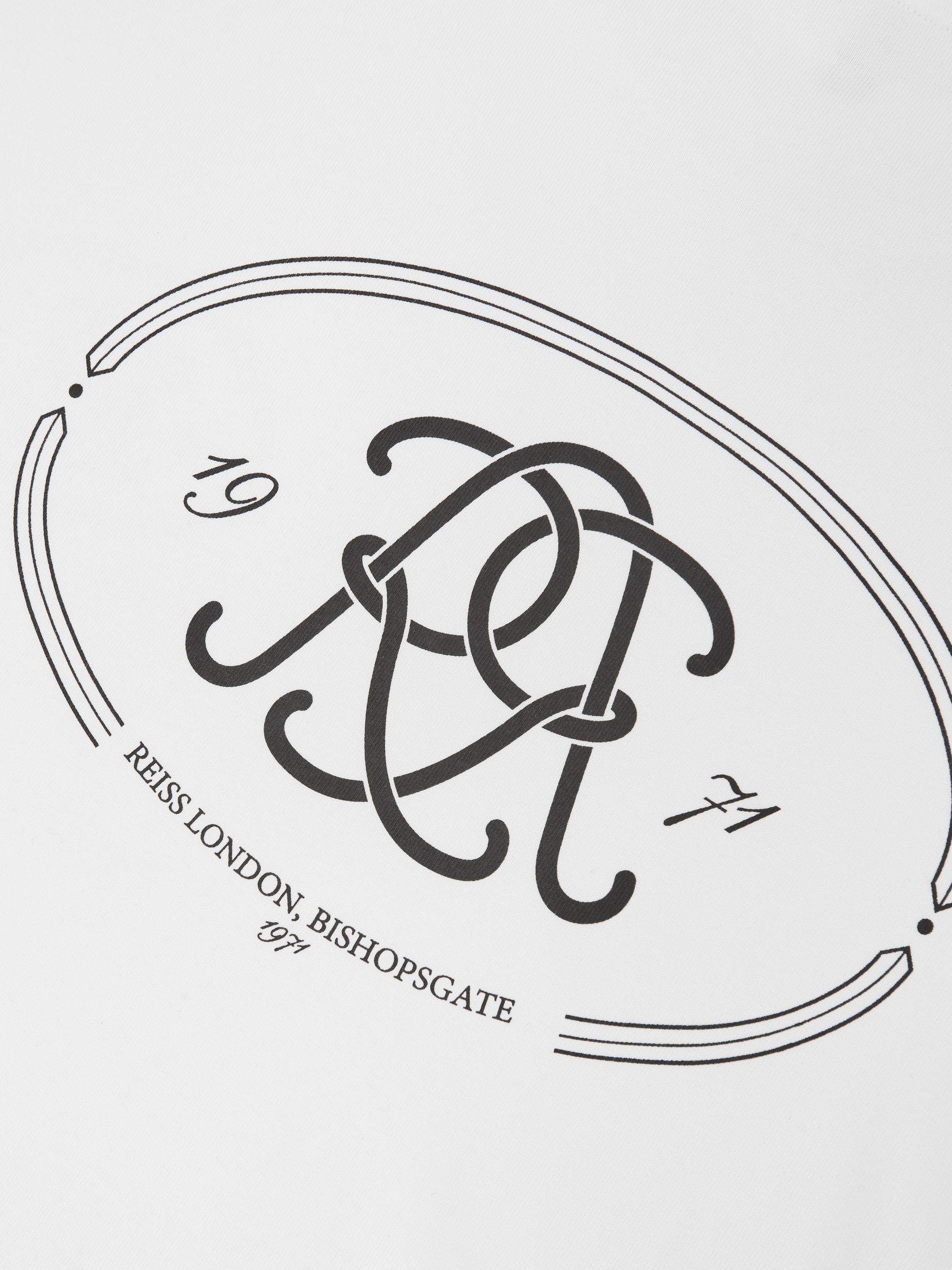 Monogram Print Cotton Oversized T-Shirt in White