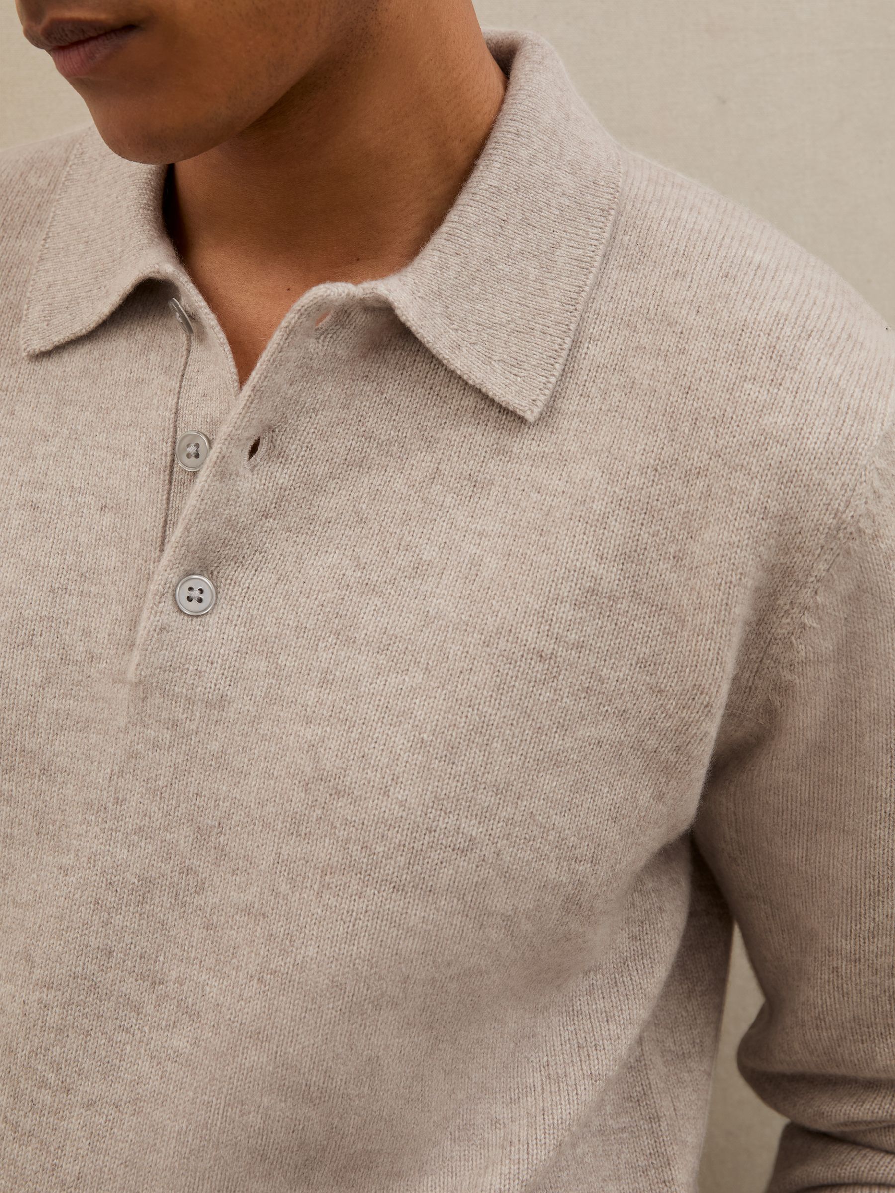 Atelier 100% Cashmere Polo Jumper in Oatmeal