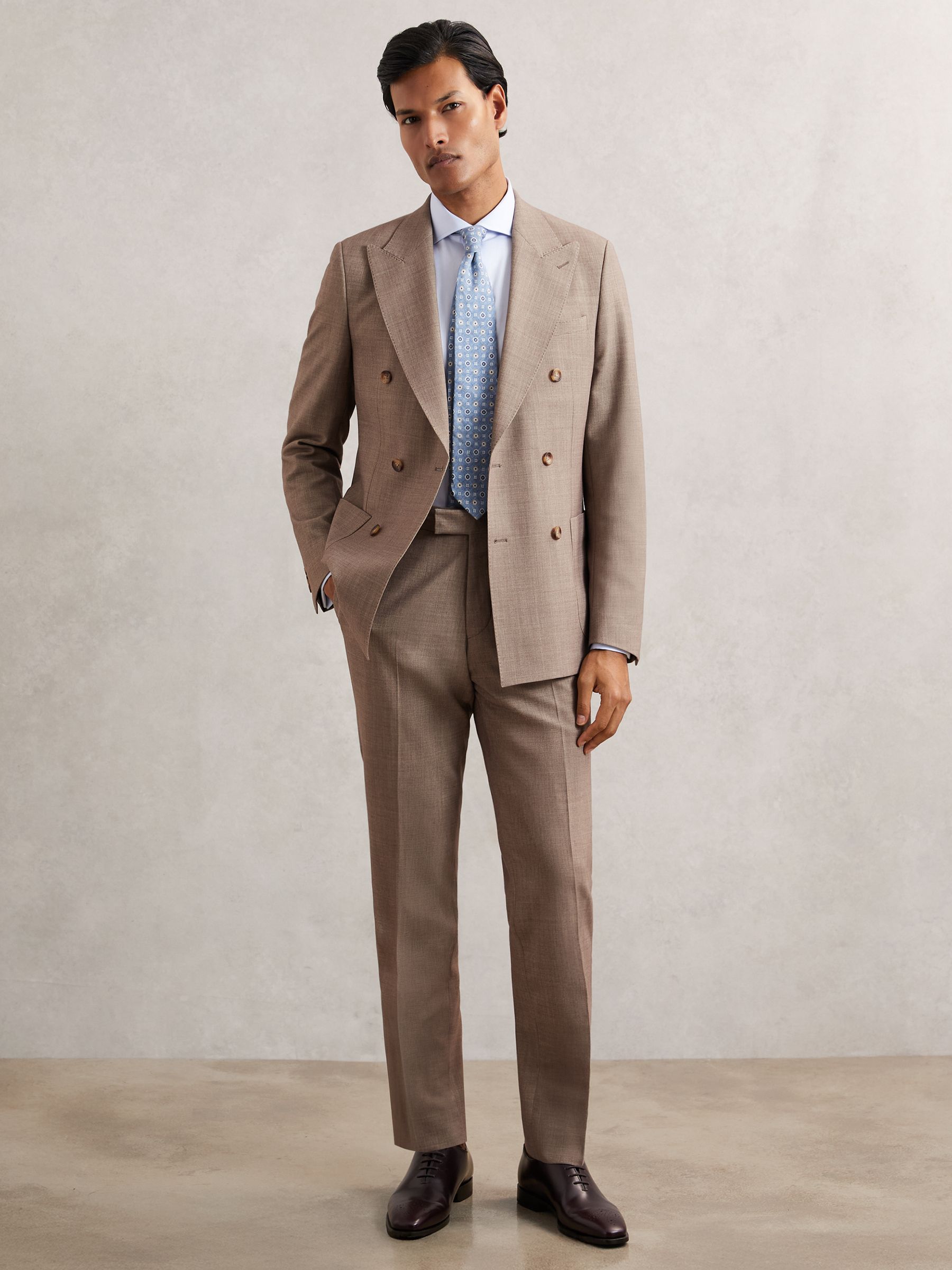 Slim-Fit Textured Suit Trousers With Wool in Stone