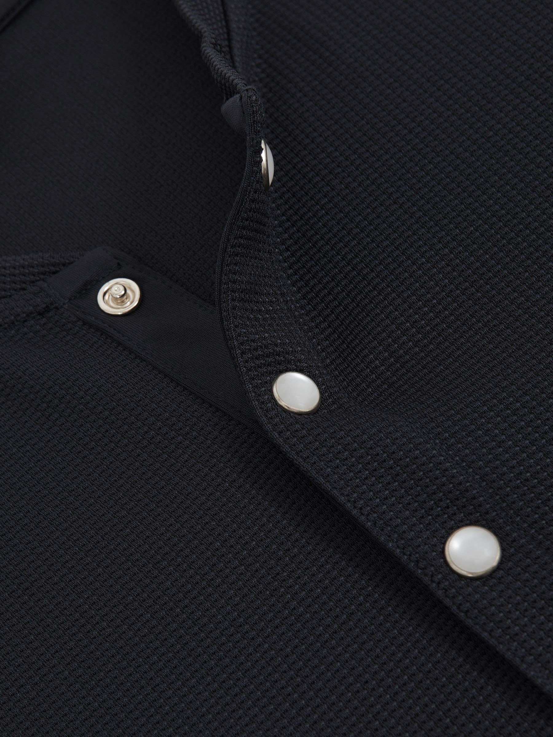 Textured Grandad-Collar Henley Shirt in Navy