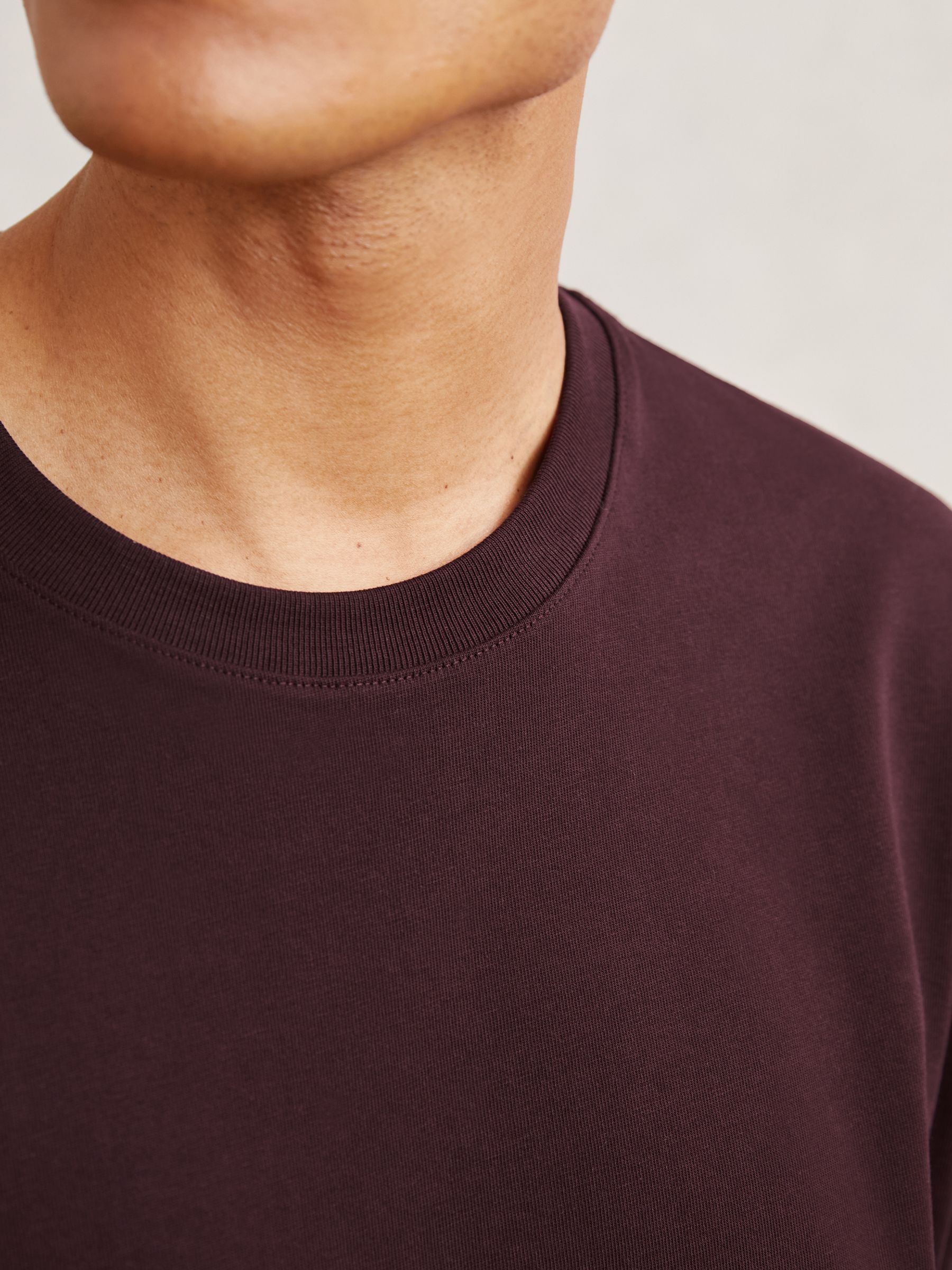 Cotton Garment-Dyed Oversized T-Shirt in Bordeaux
