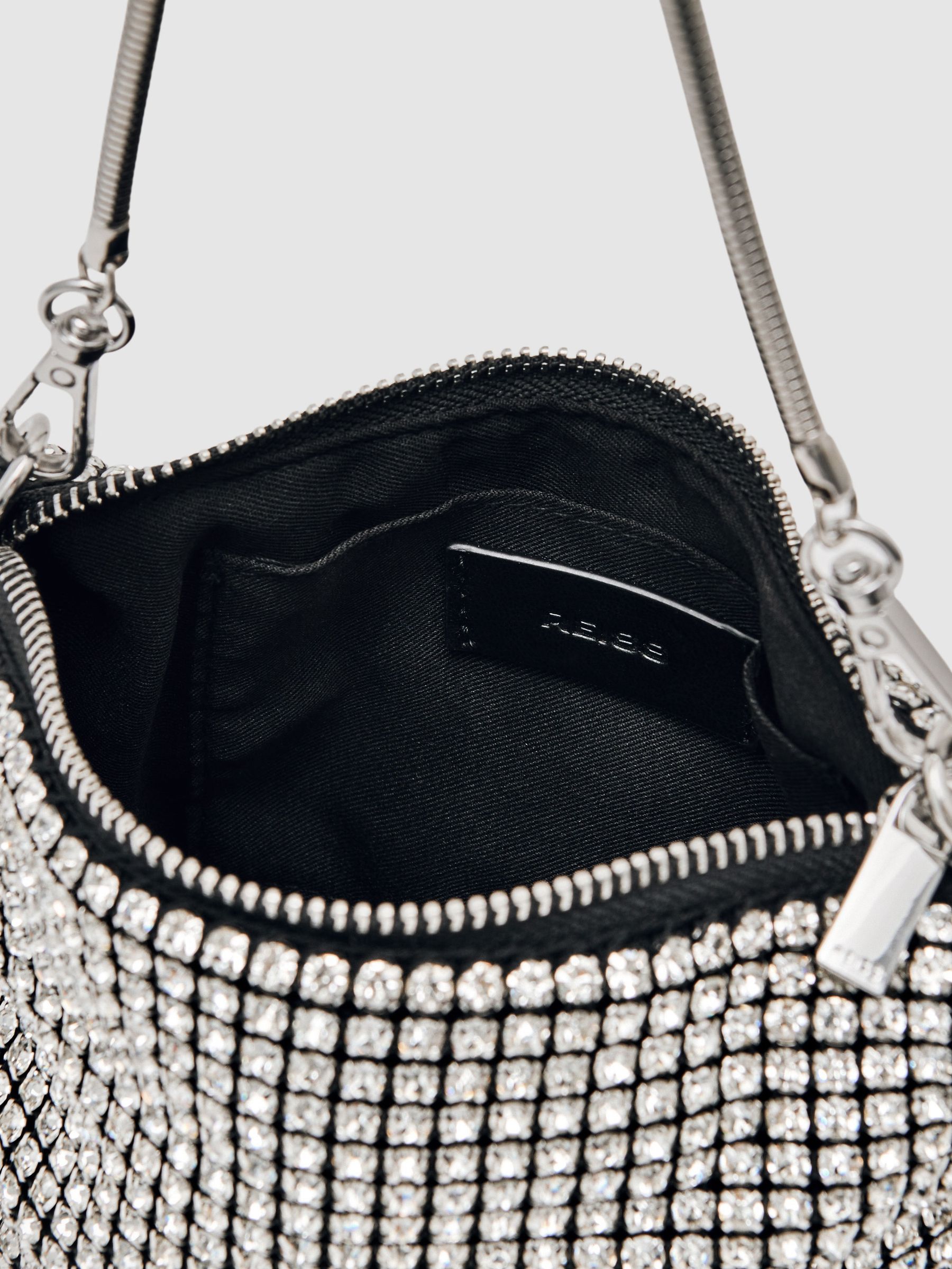 Crystal Pouch Bag in Silver