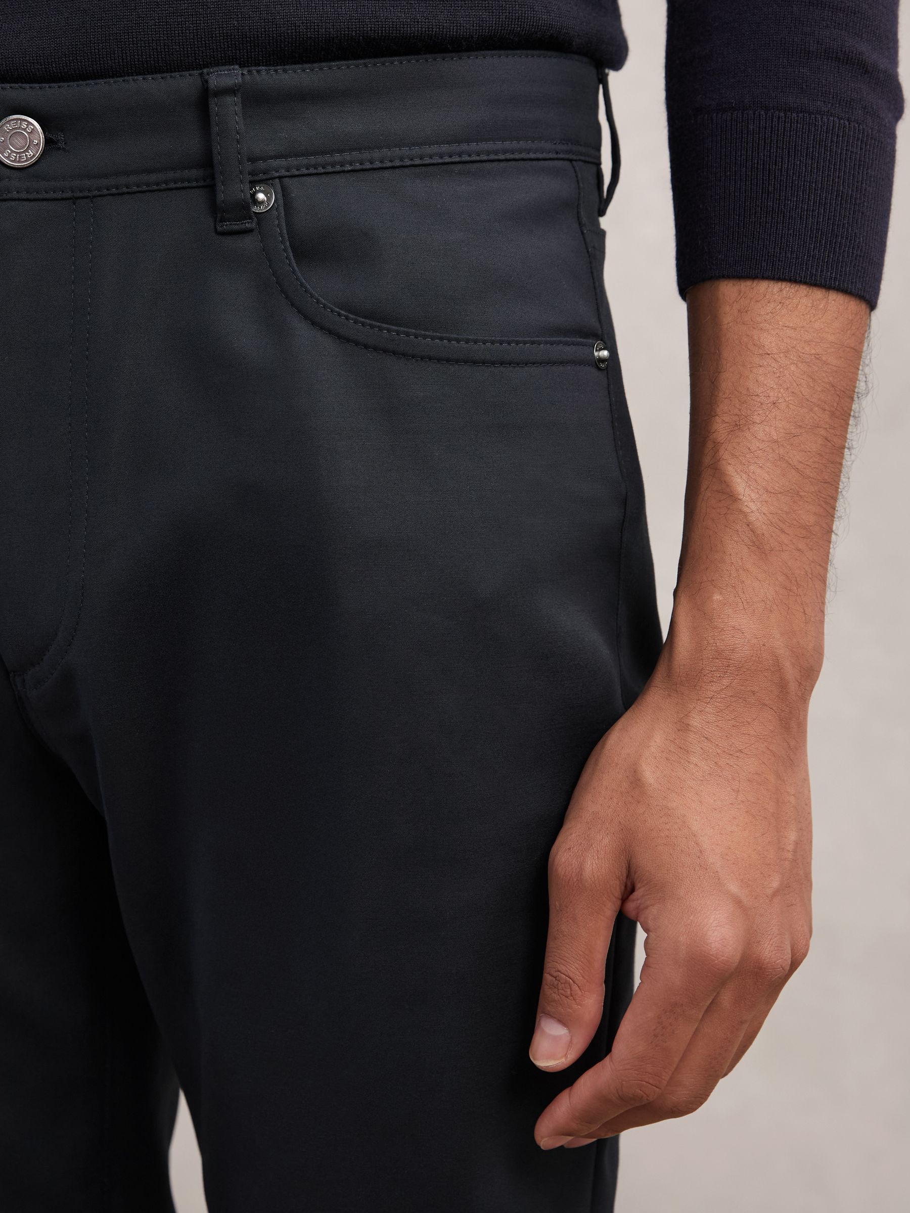 Slim-Fit Five-Pocket Trousers in Navy