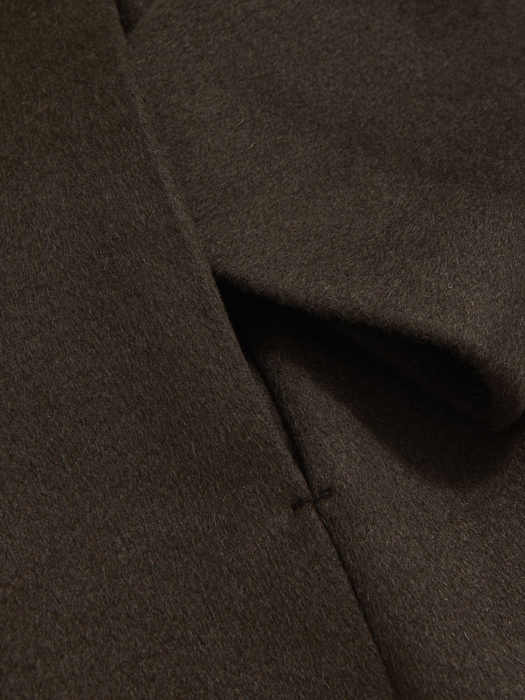 Wool-Blend Single-Breasted Overcoat in Dark Khaki Green