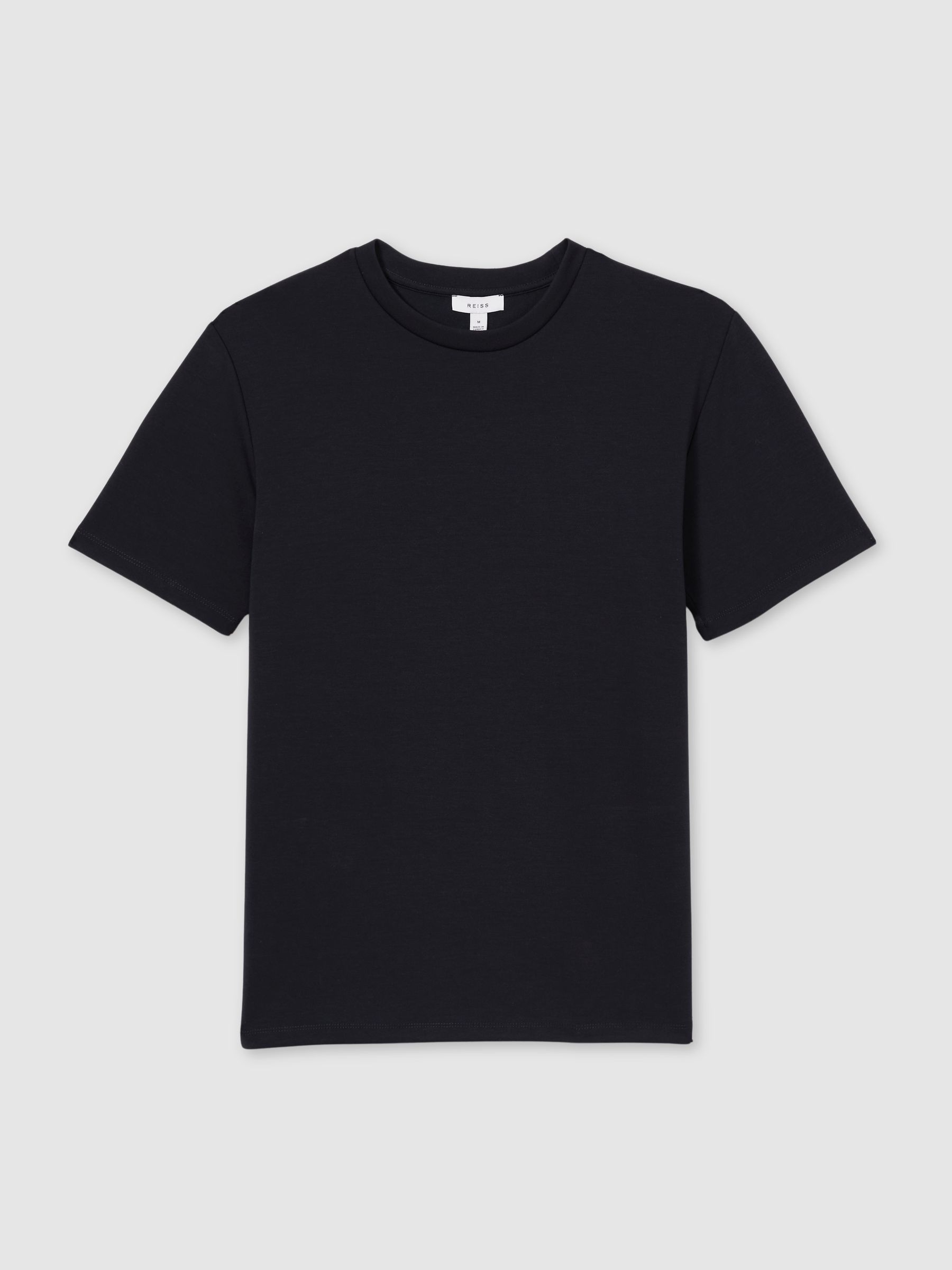 Premium Interlock Crew-Neck T-Shirt in Navy Blue