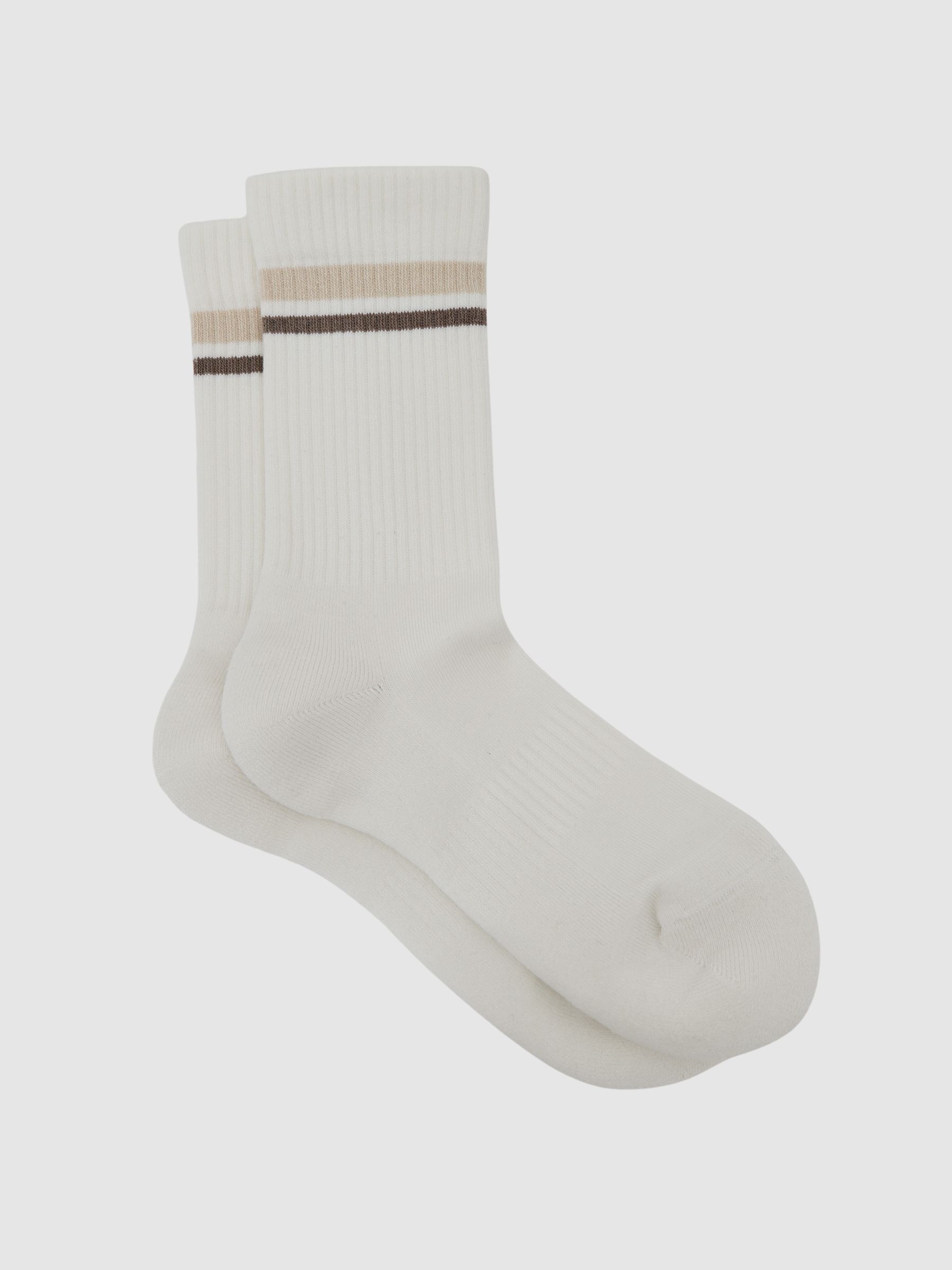 Cotton-Blend Double-Stripe Socks in Neutral