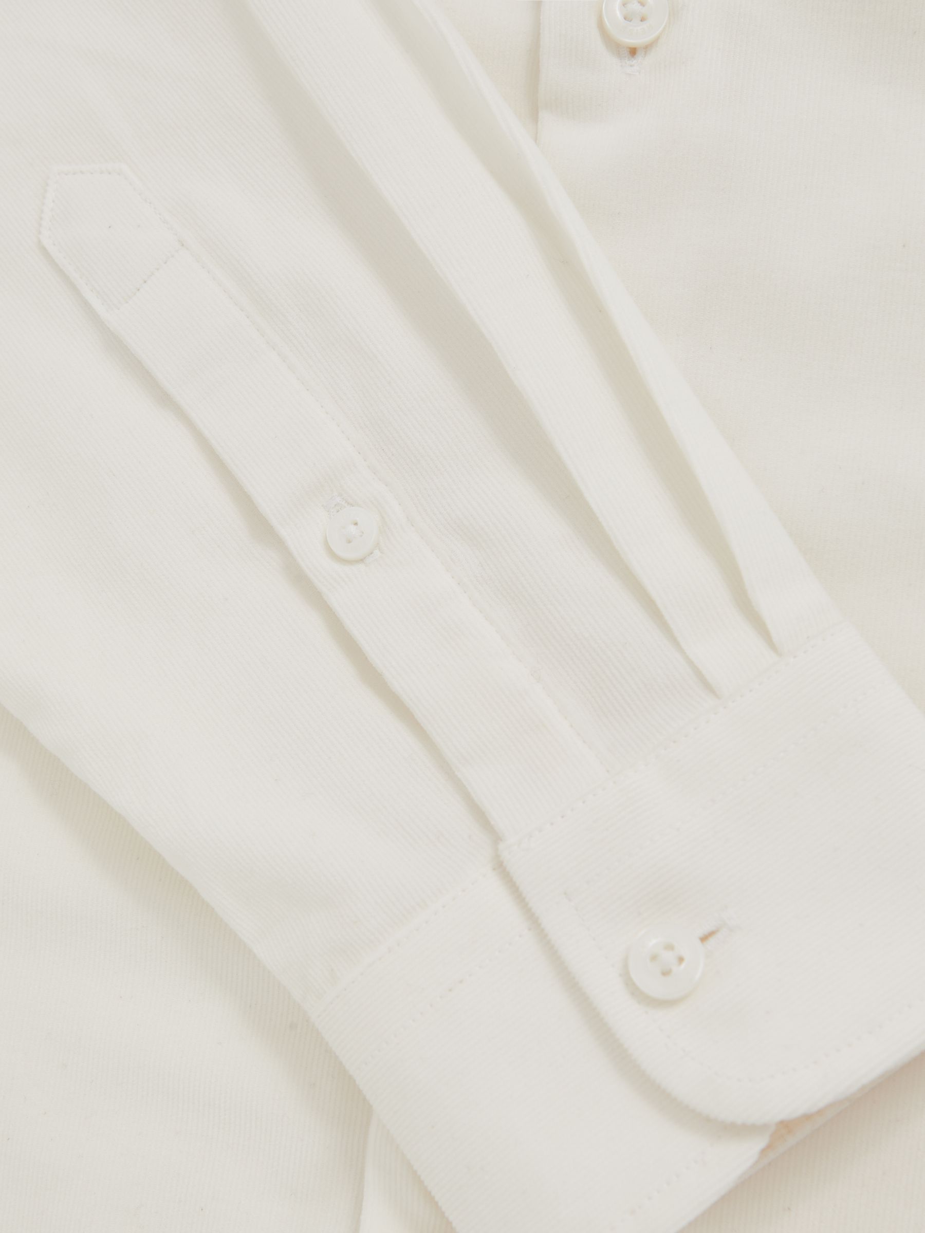 Cotton Corduroy Cutaway-Collar Shirt in White