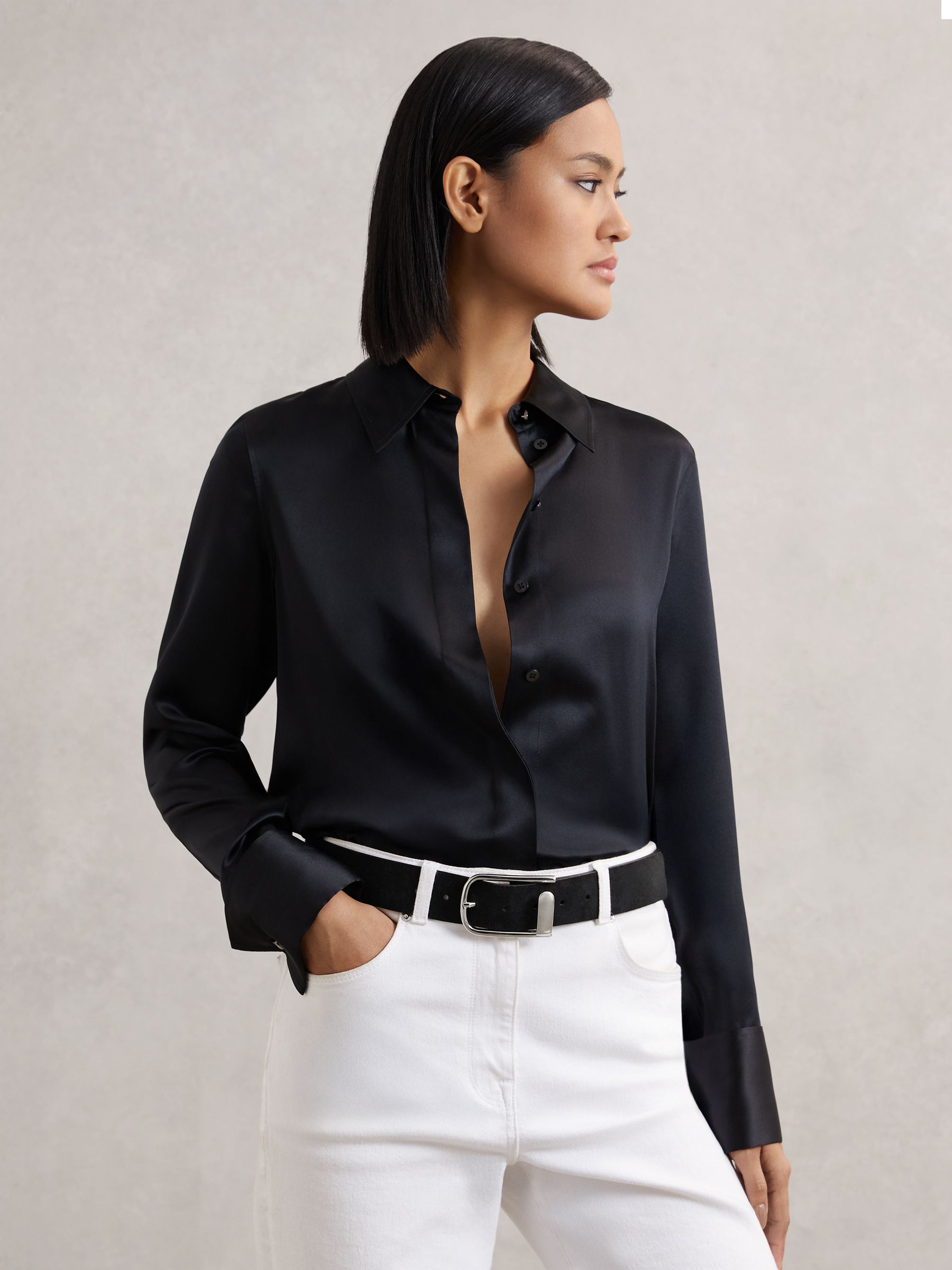 Leather Half Keeper Belt in Black