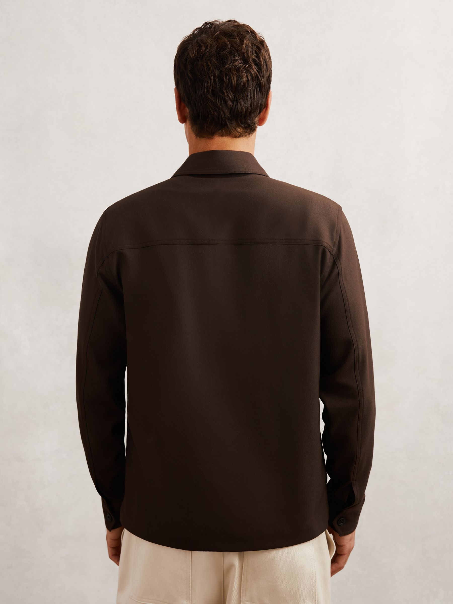 Twill Twin-Pocket Overshirt in Tobacco Brown