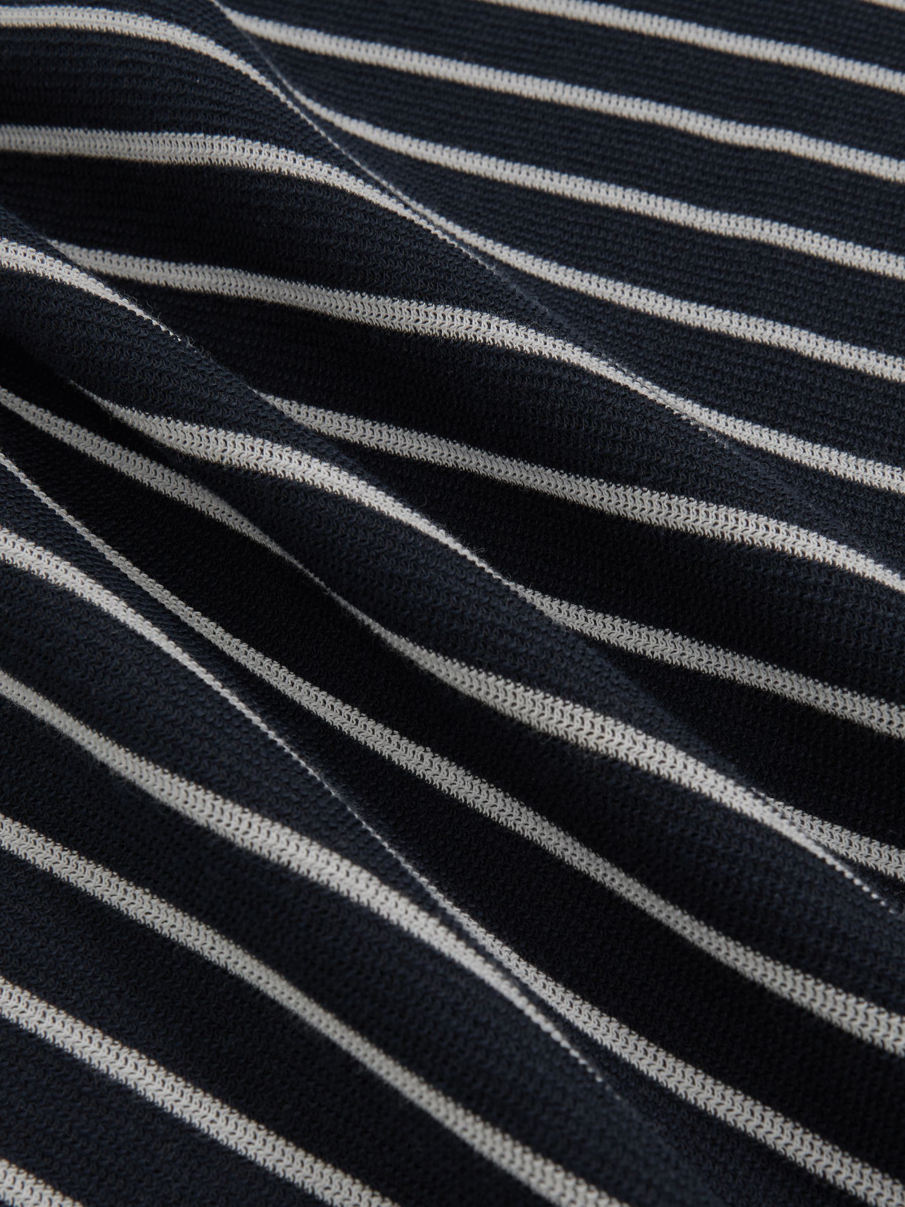 Cotton Textured Stripe T-Shirt in White/Navy