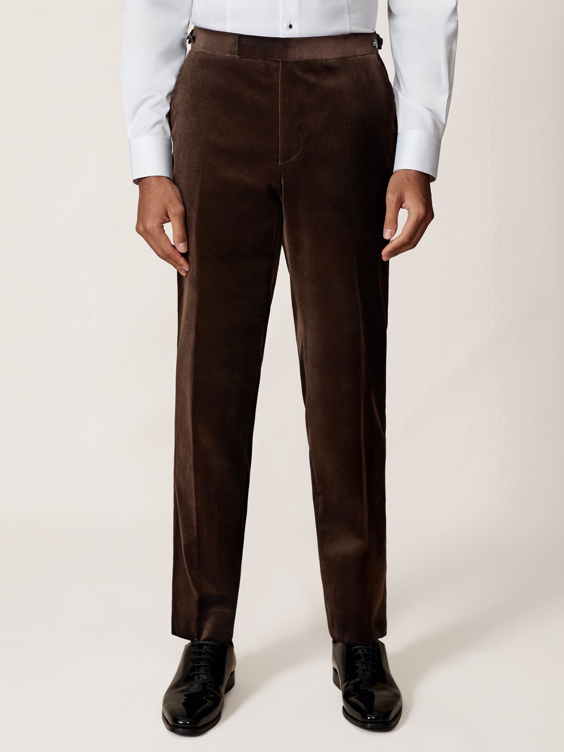 Velvet Slim-Fit Suit Trousers in Chocolate Brown
