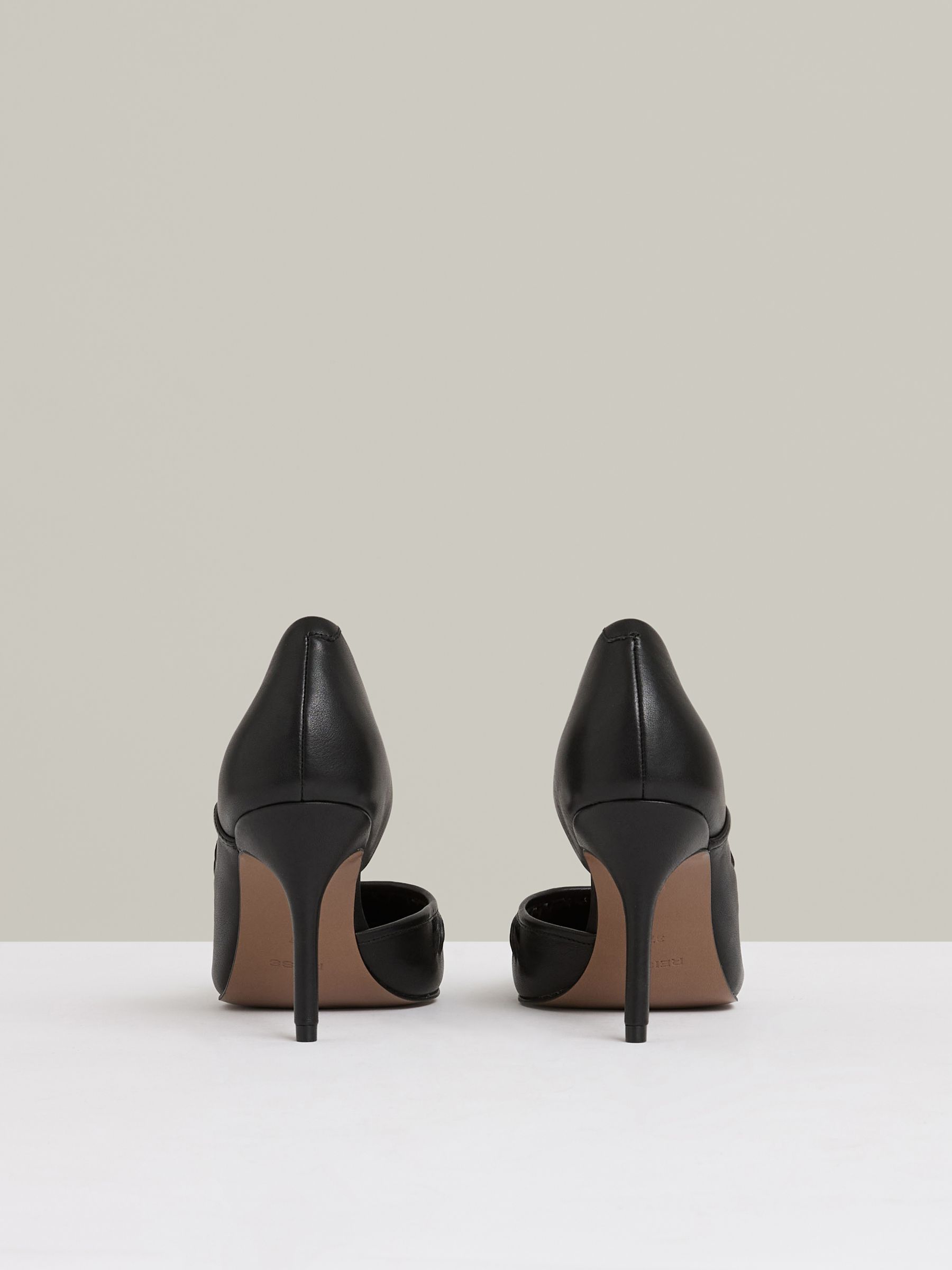 Leather Twist Detail Court Shoes in Black