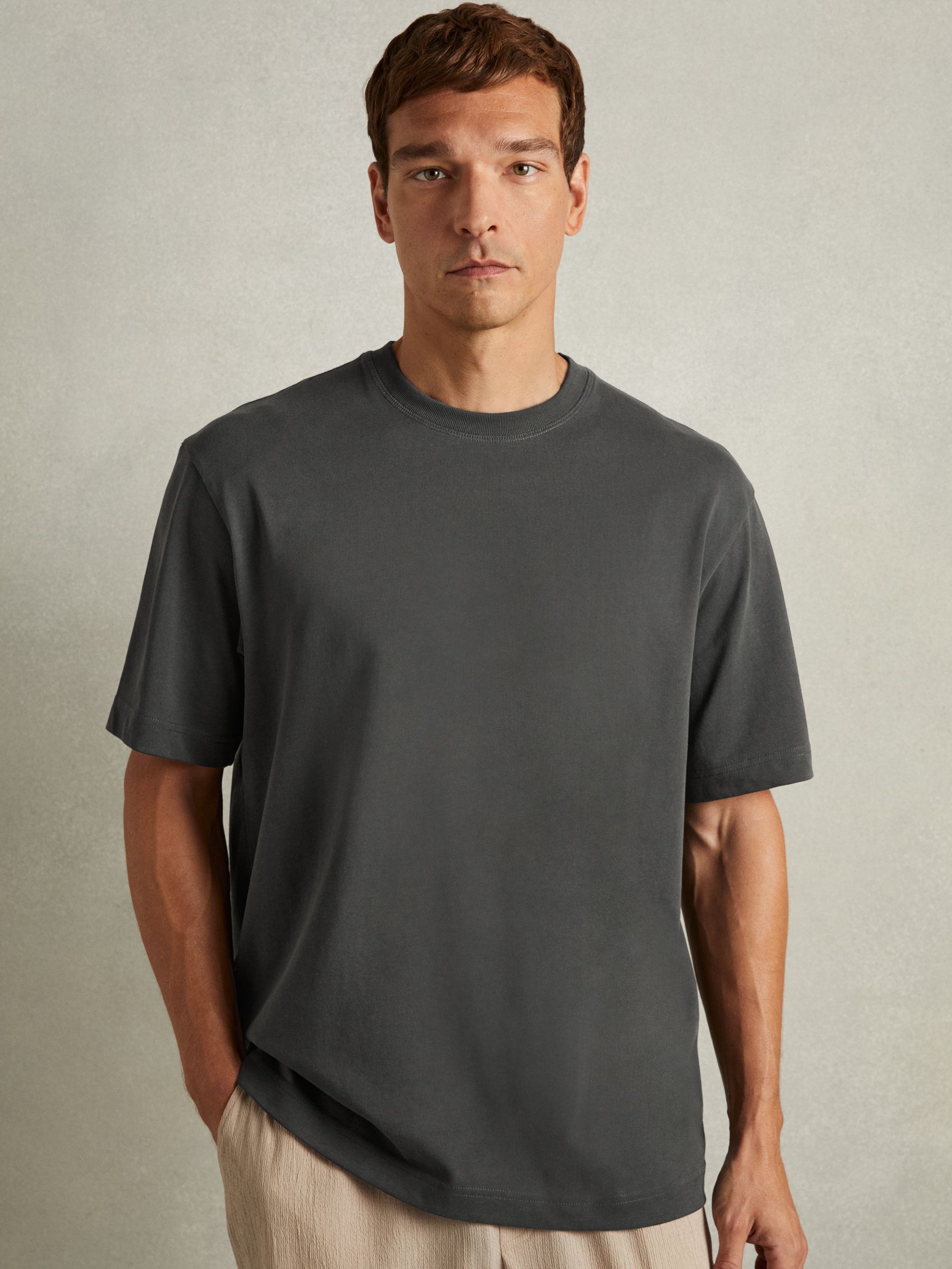 Cotton Garment-Dyed Oversized T-Shirt in Bordeaux