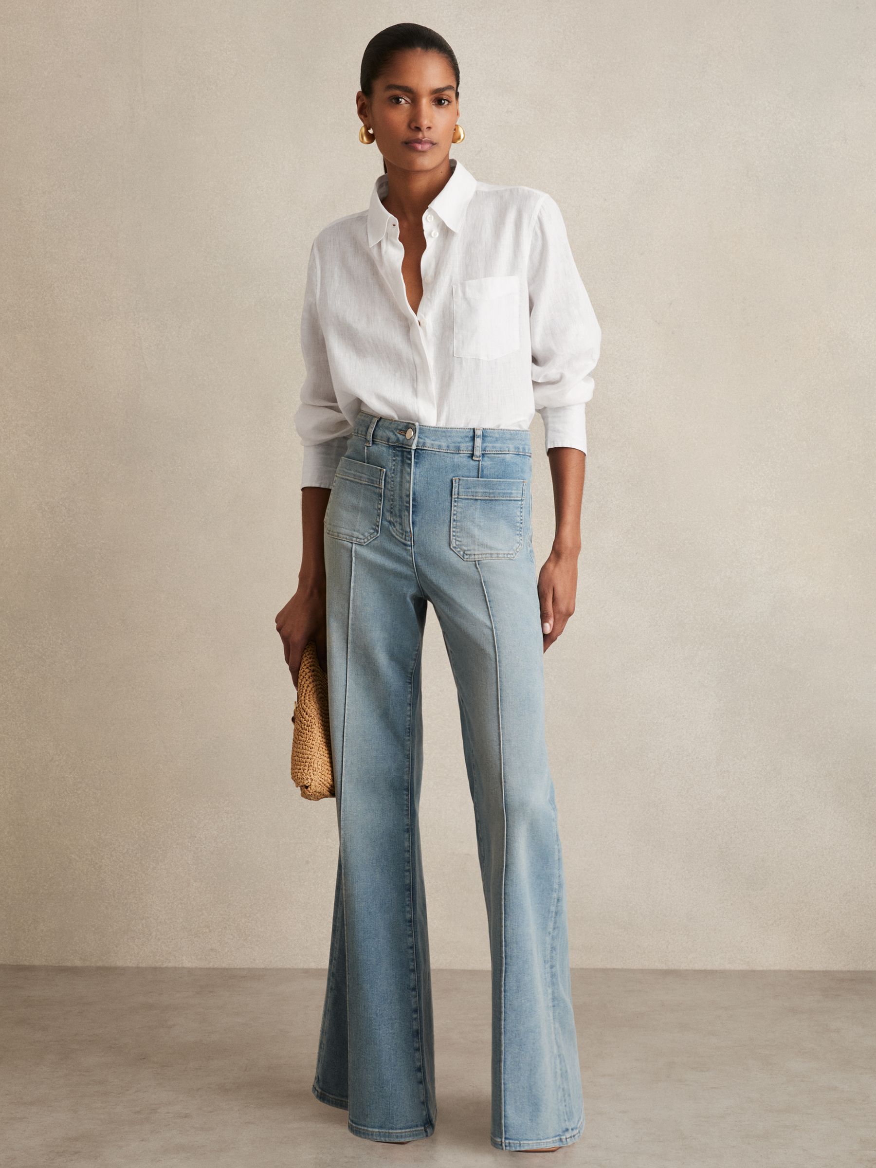 Linen Button-Through Shirt in White