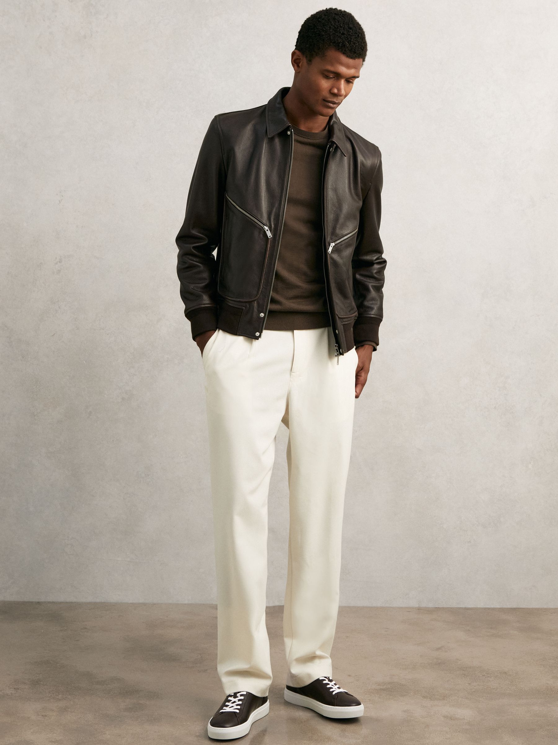 Leather Low-Top Trainers in Plum Purple