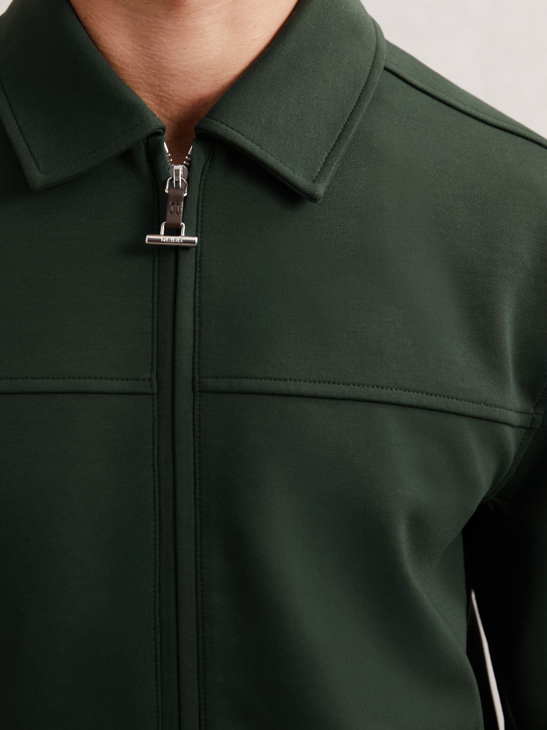 Interlock Zip Through Overshirt in Dark Sage Green
