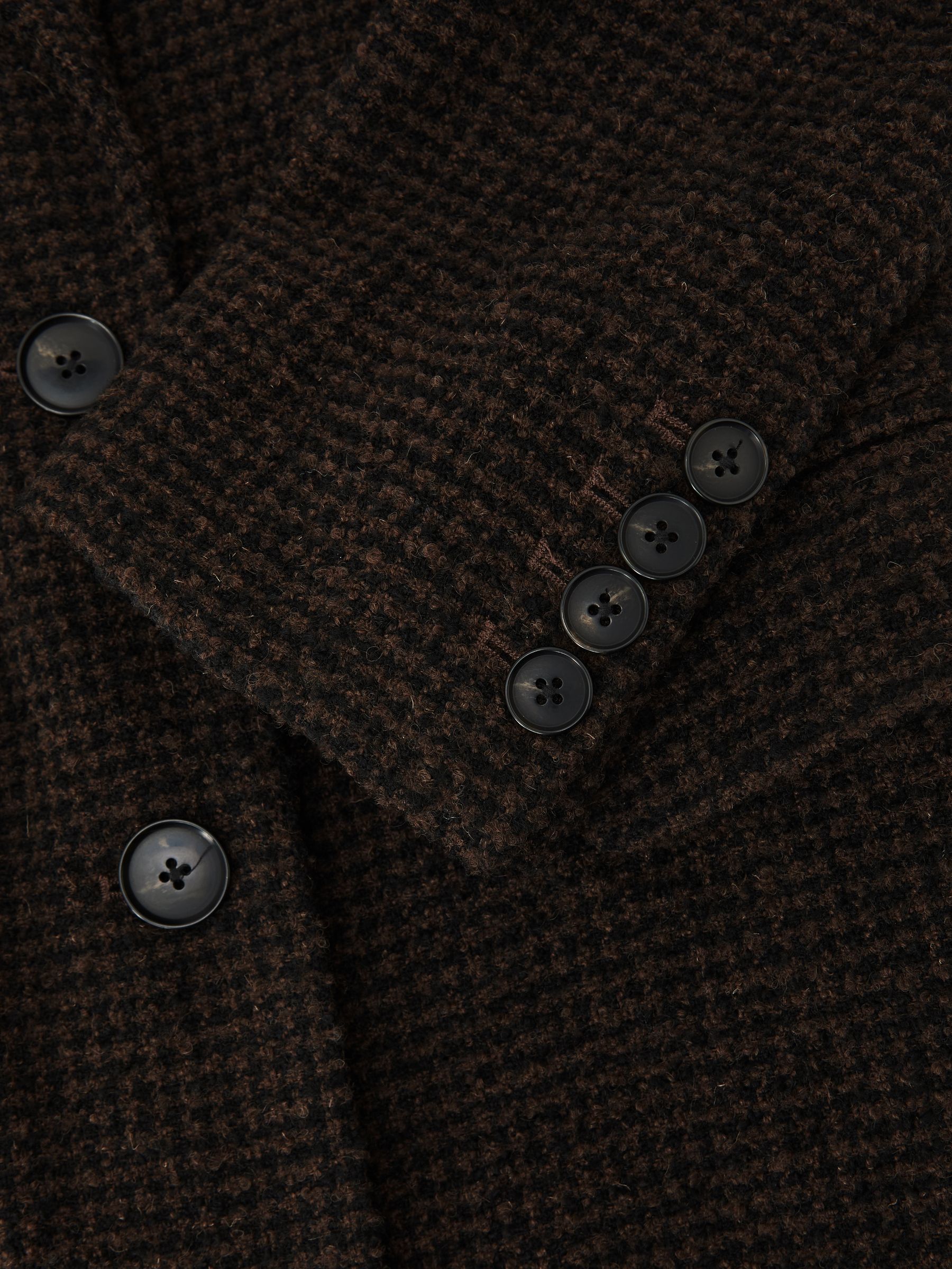 Petite Wool-Blend Houndstooth Check Coat in Chocolate Brown Check