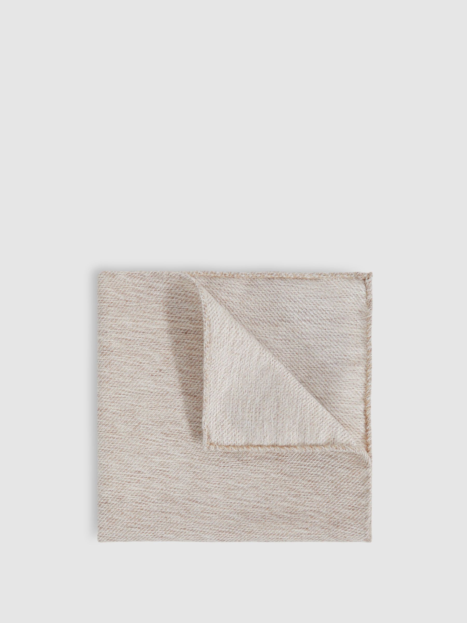 Wool Silk Textured Pocket Square in Oatmeal