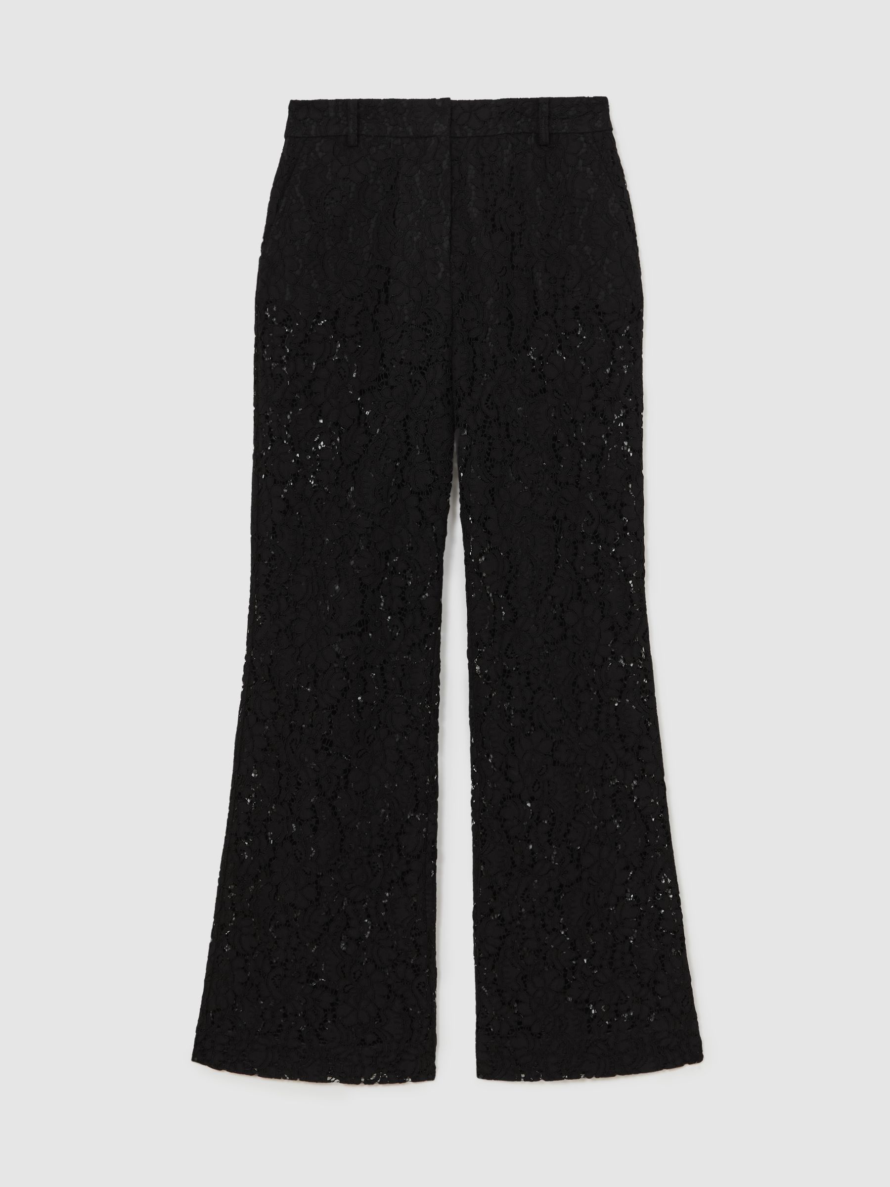 Petite Lace Wide Leg Trousers in Black