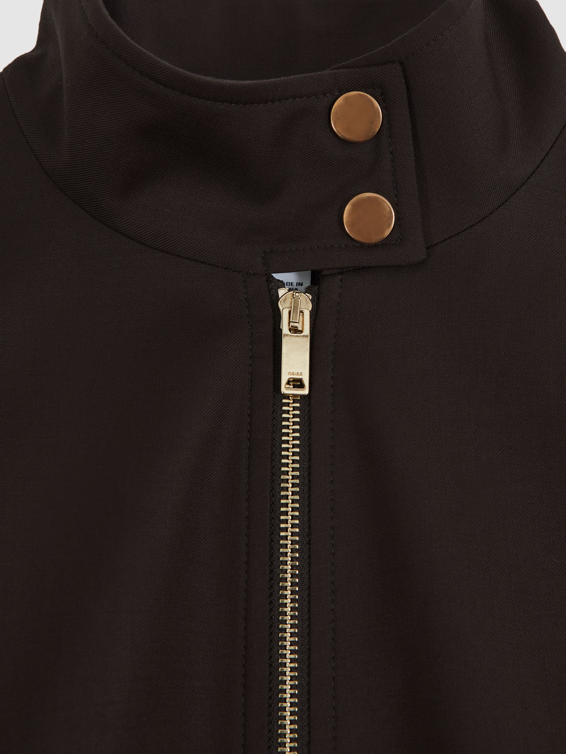 Wool Bomber Jacket in Chocolate Brown