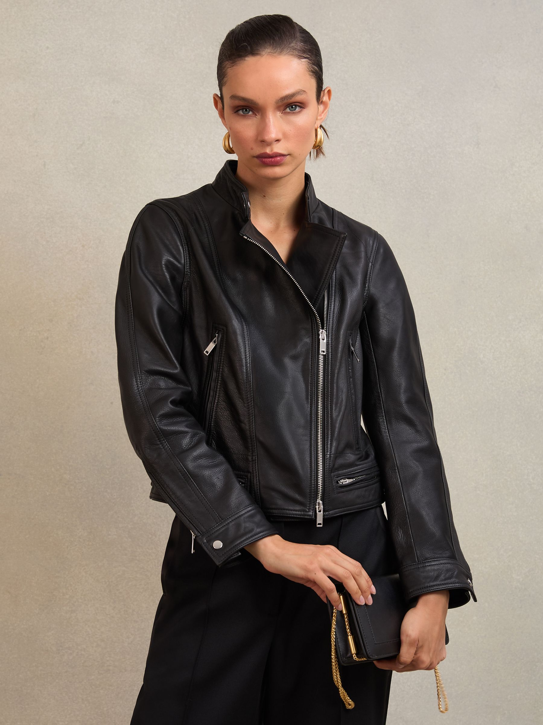 Atelier Leather Biker Jacket in Black