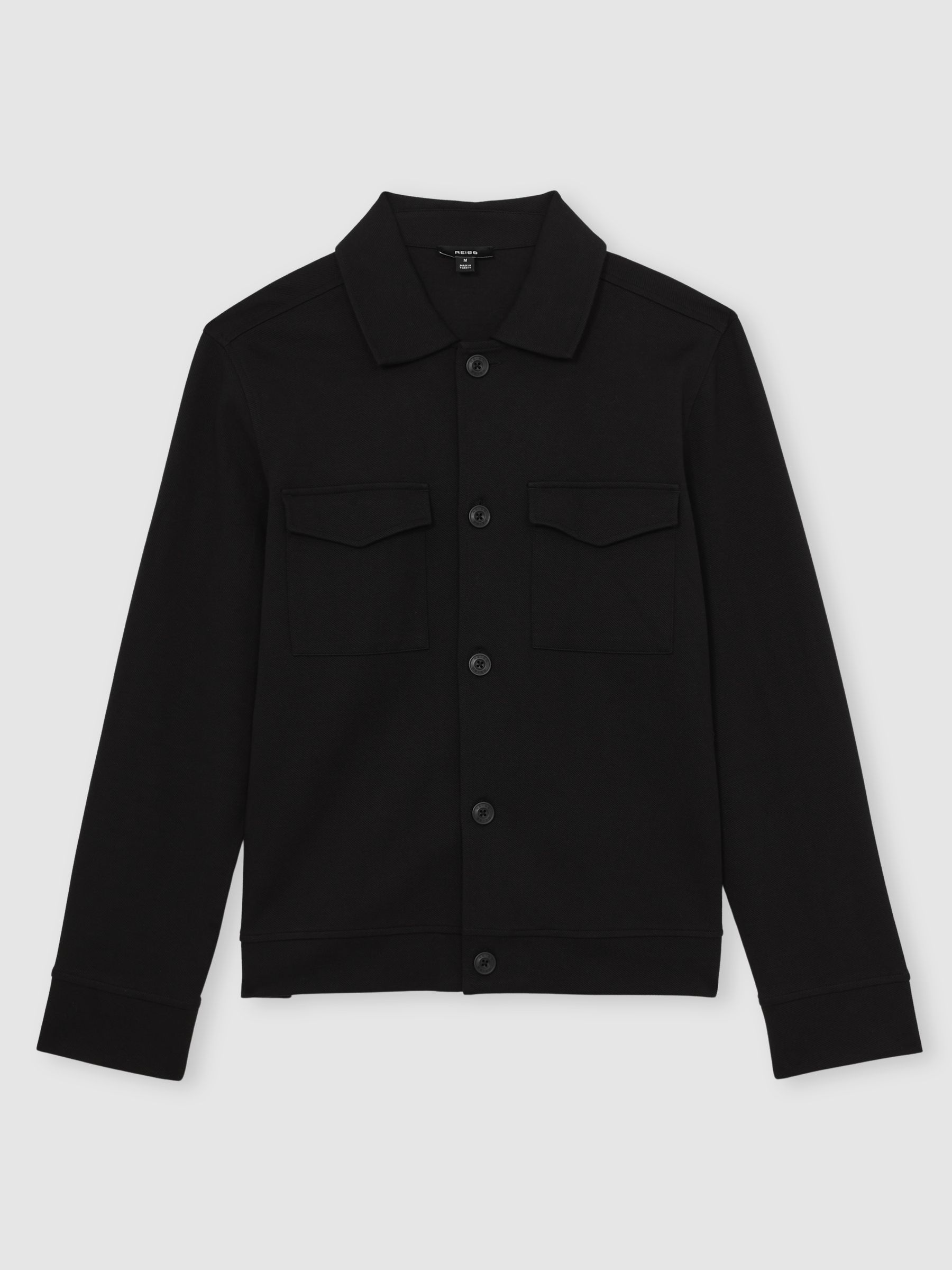 Twill Twin-Pocket Overshirt in Black