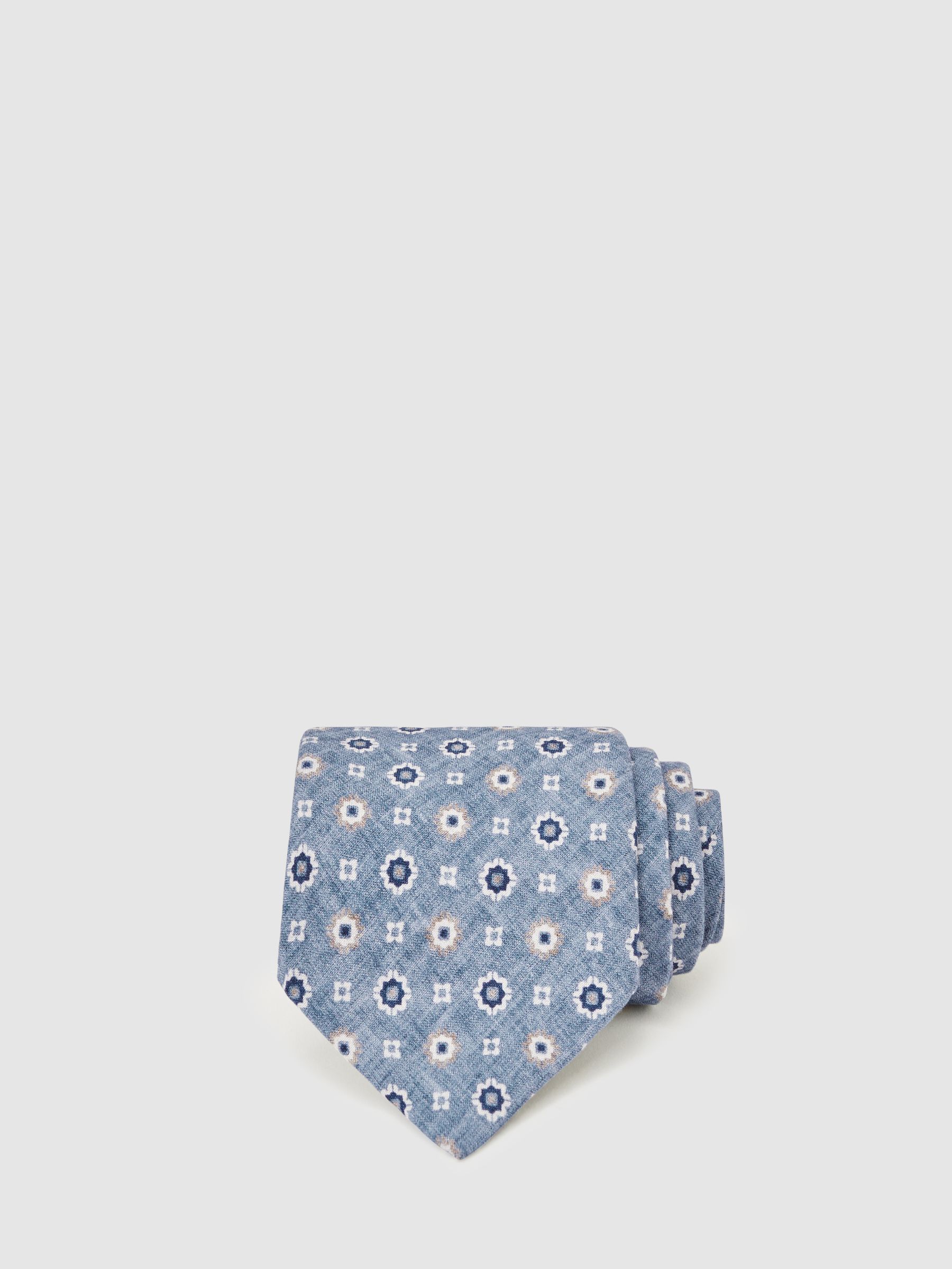 Silk Floral-Medallion Tie in Soft Sage