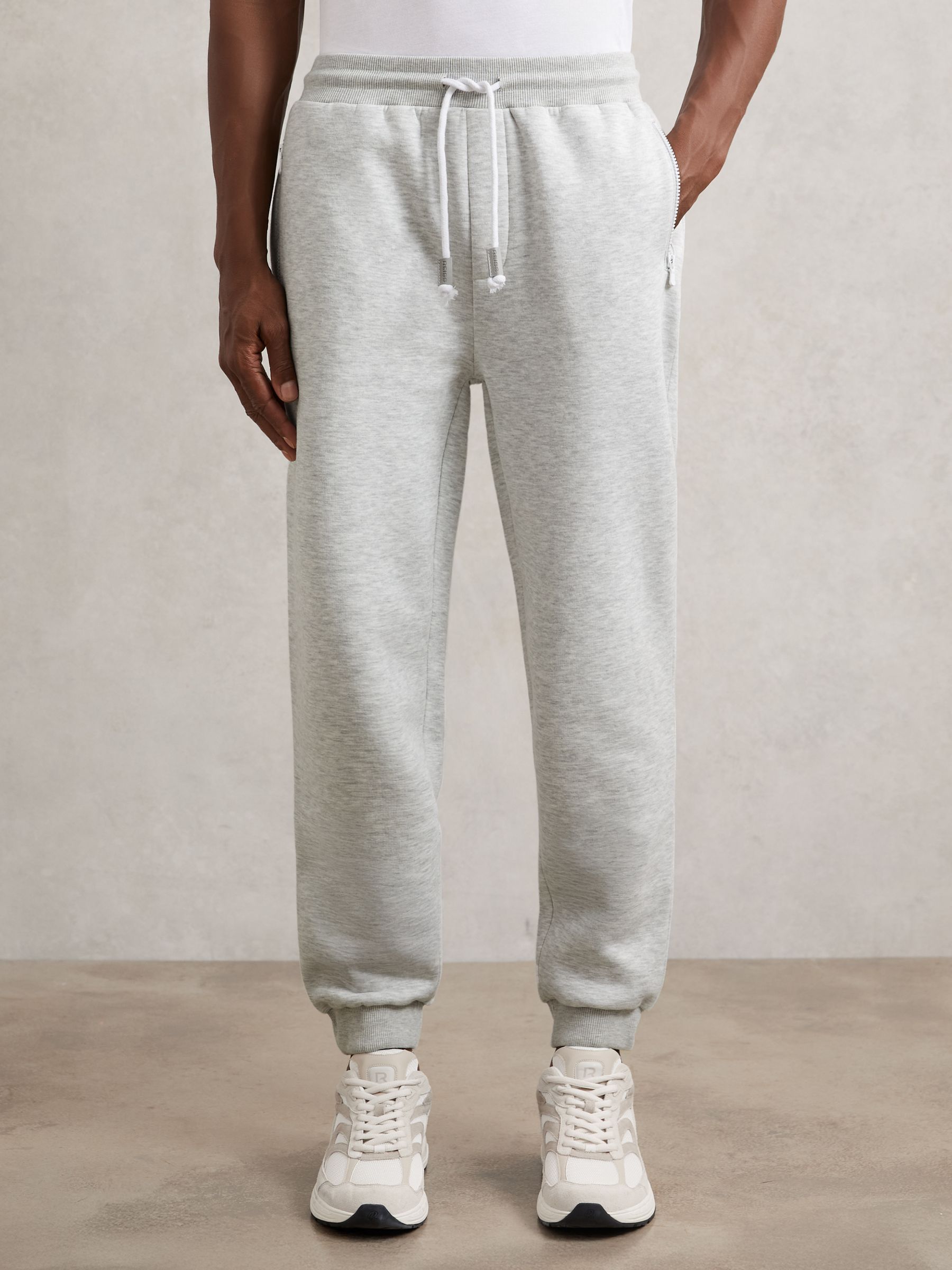 Cotton-Blend Drawstring Joggers in Grey