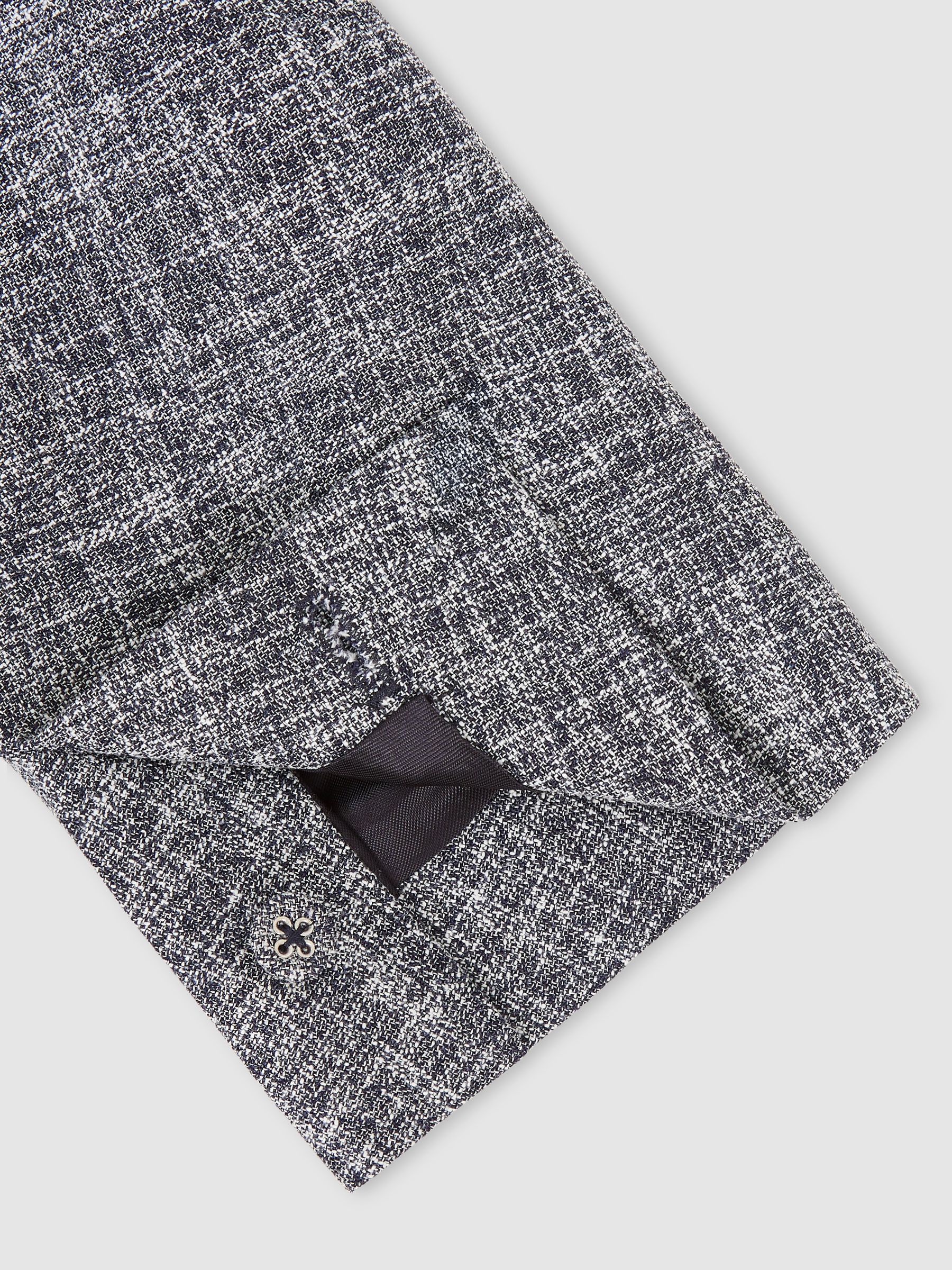 Single-Breasted Textured Mélange Blazer Slim-Fit in Navy Melange